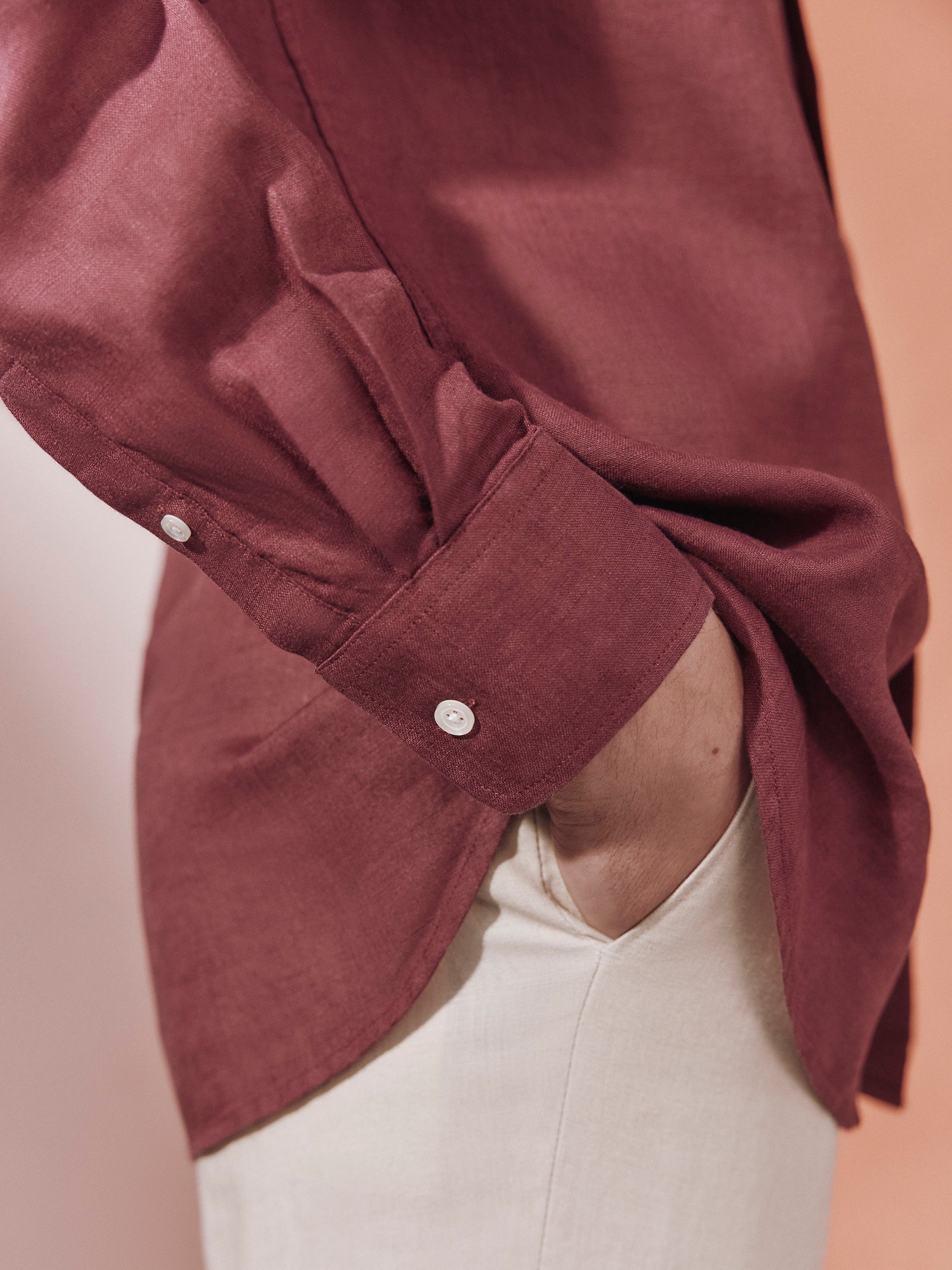 Amalfi Linen Shirt - Burgundy