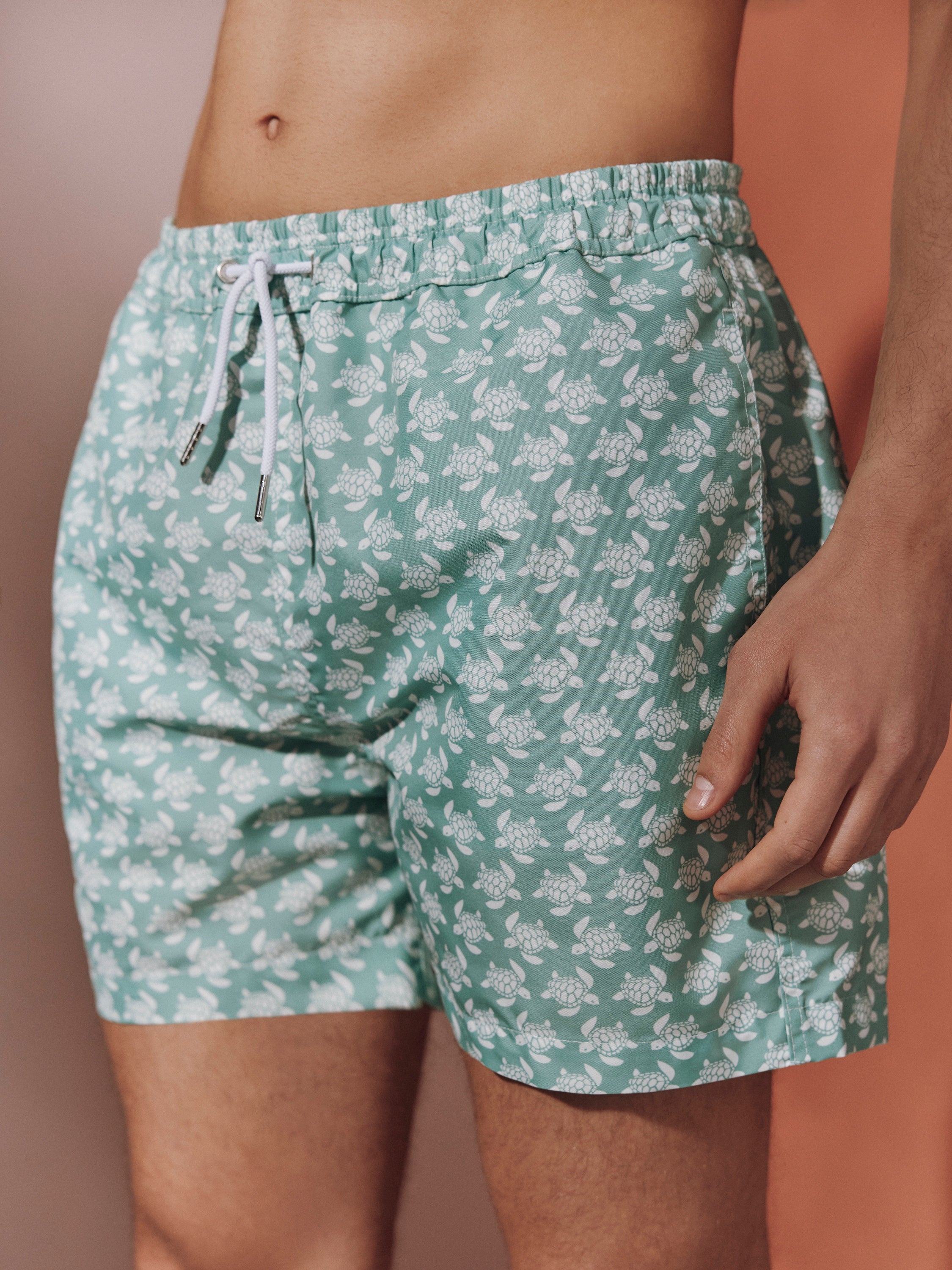 Swimming Shorts with pockets - Green Turtles