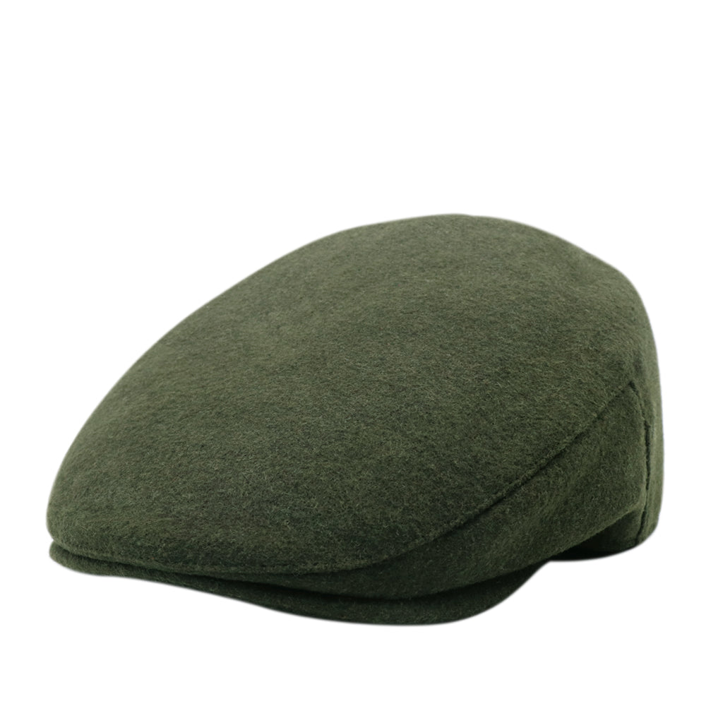Cheshire Molten Wool Flat Cap - Moss Green