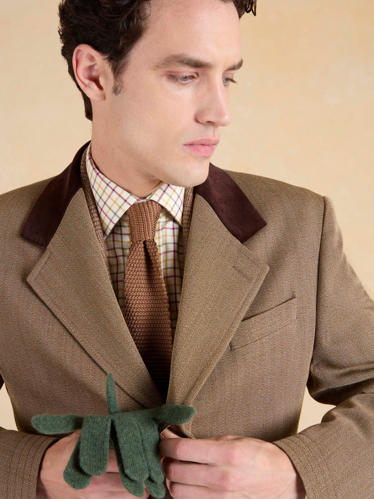 Onslow Single Breasted Covert Coat - Brown Wool