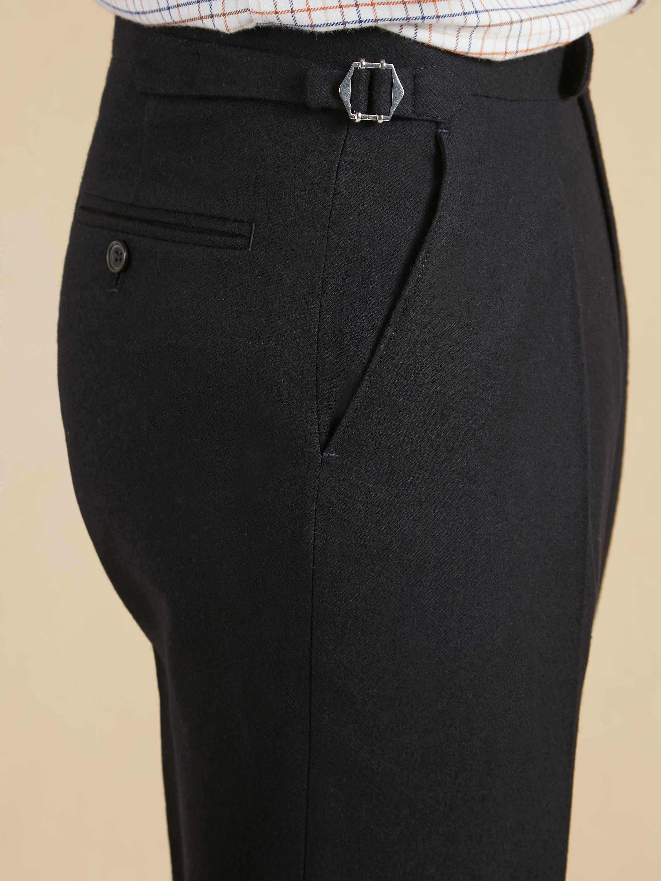 Grosvenor Pleated Wool Trousers - Navy