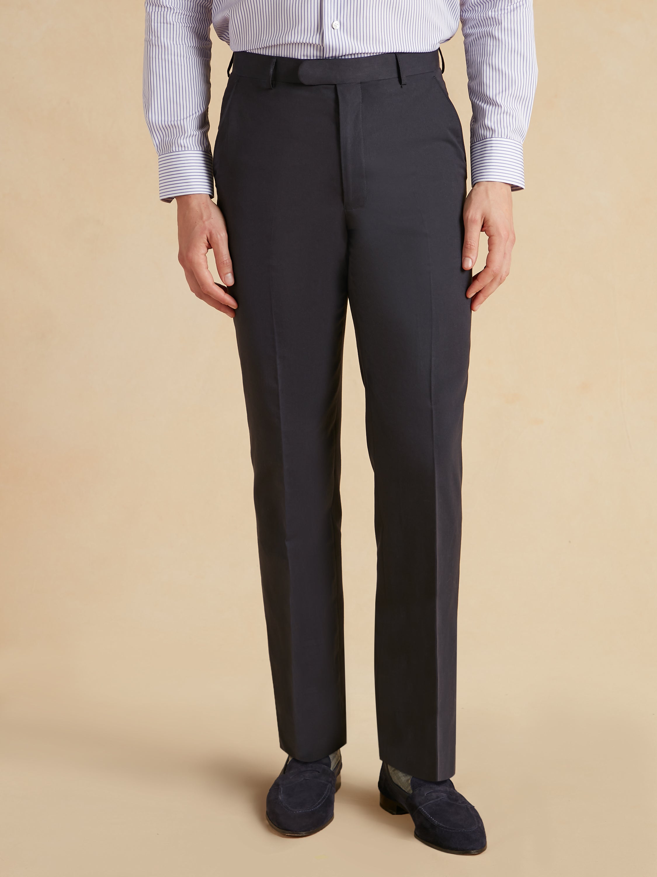 Pleated Trousers Kapok Cotton - Navy