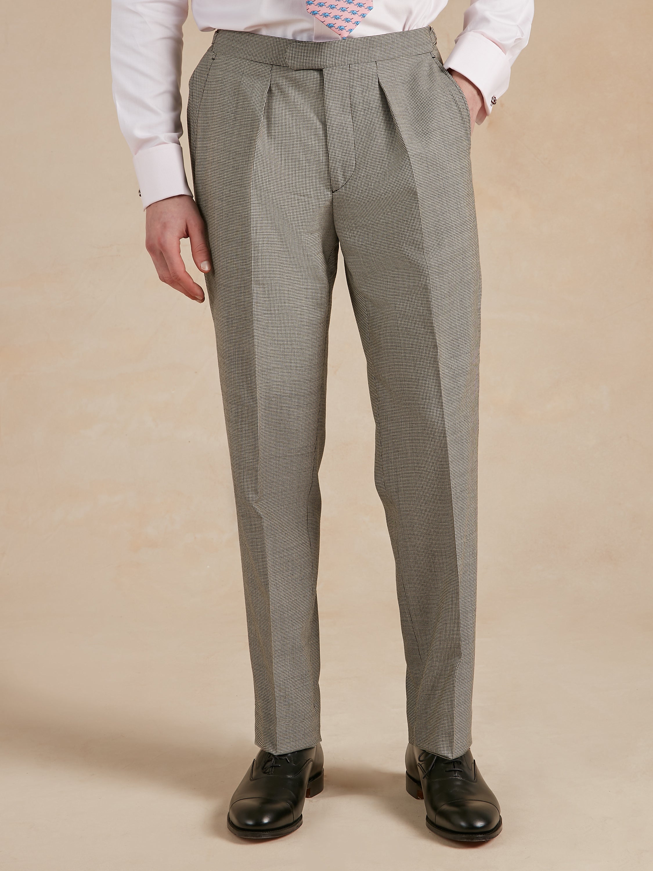 Pleated Morning Trousers - Houndstooth