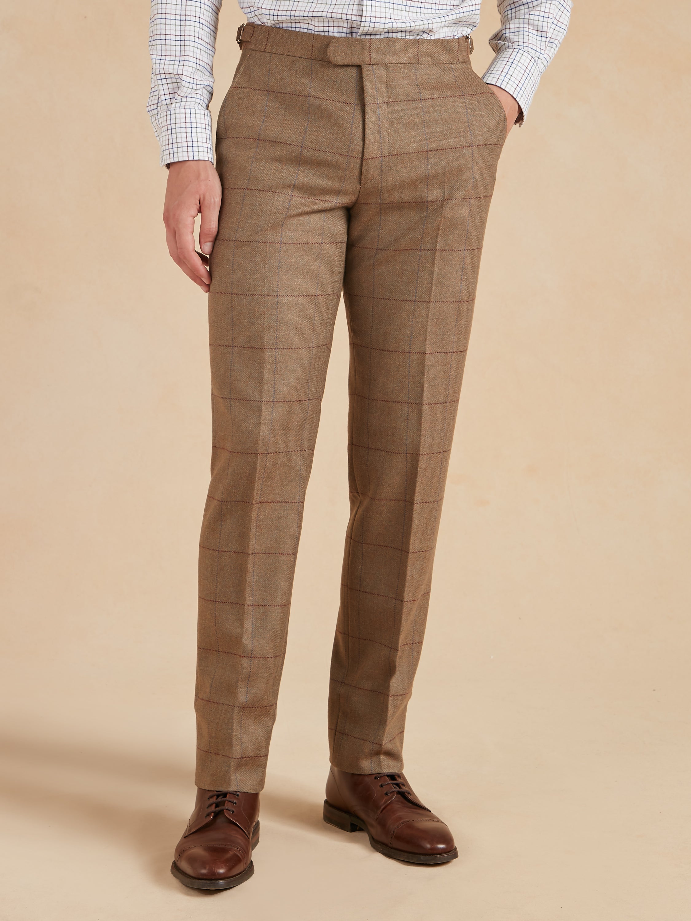 Pleated Trousers - Autumn Bracken Check Tweed