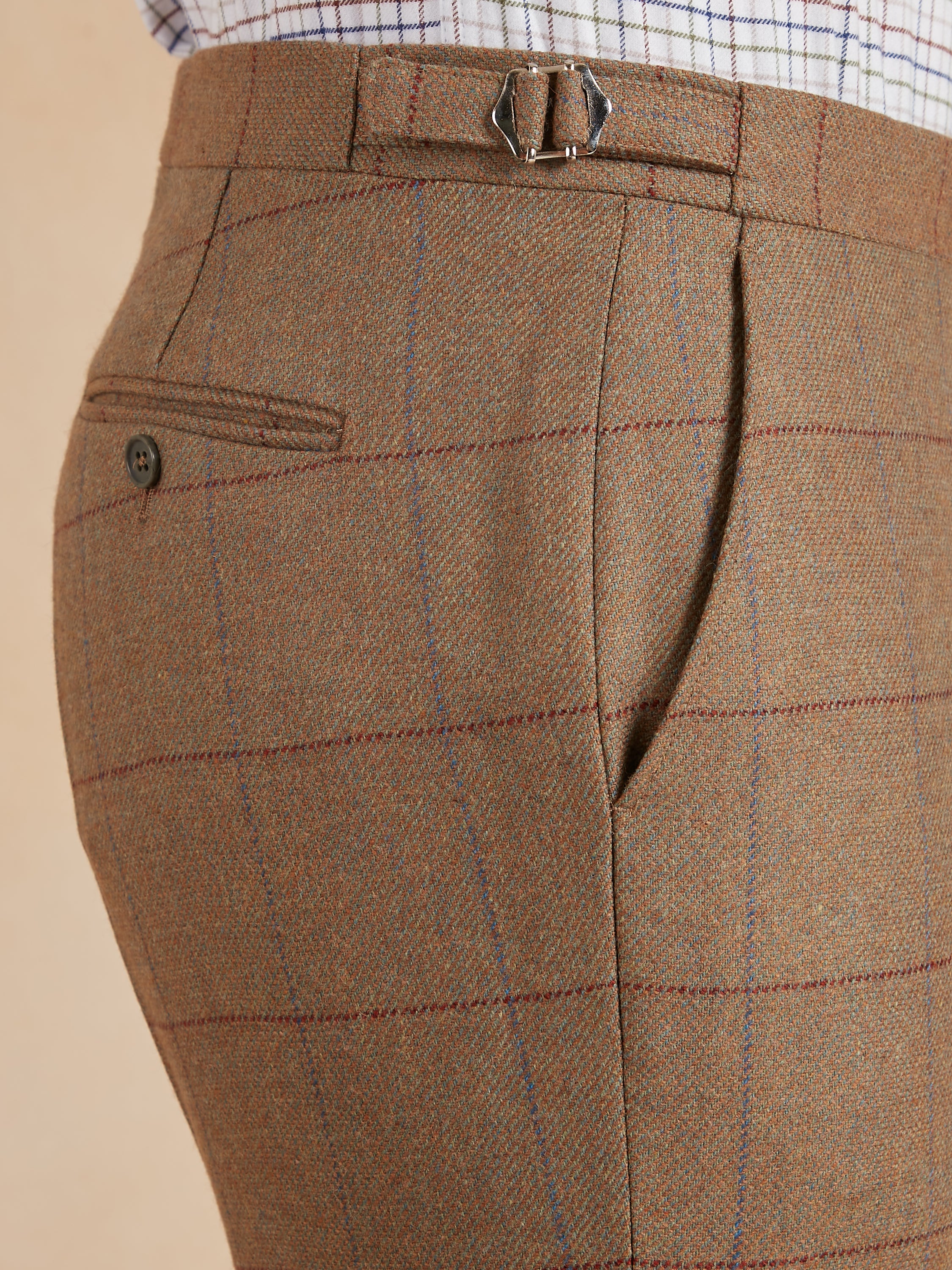Pleated Trousers - Autumn Bracken Check Tweed