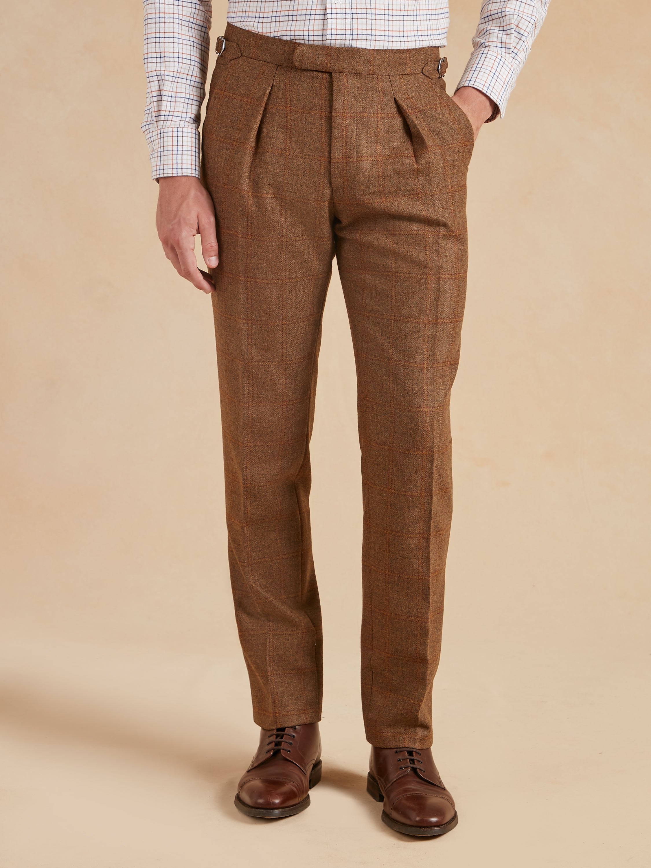 Pleated Trousers - Ambermoore Plaid Tweed