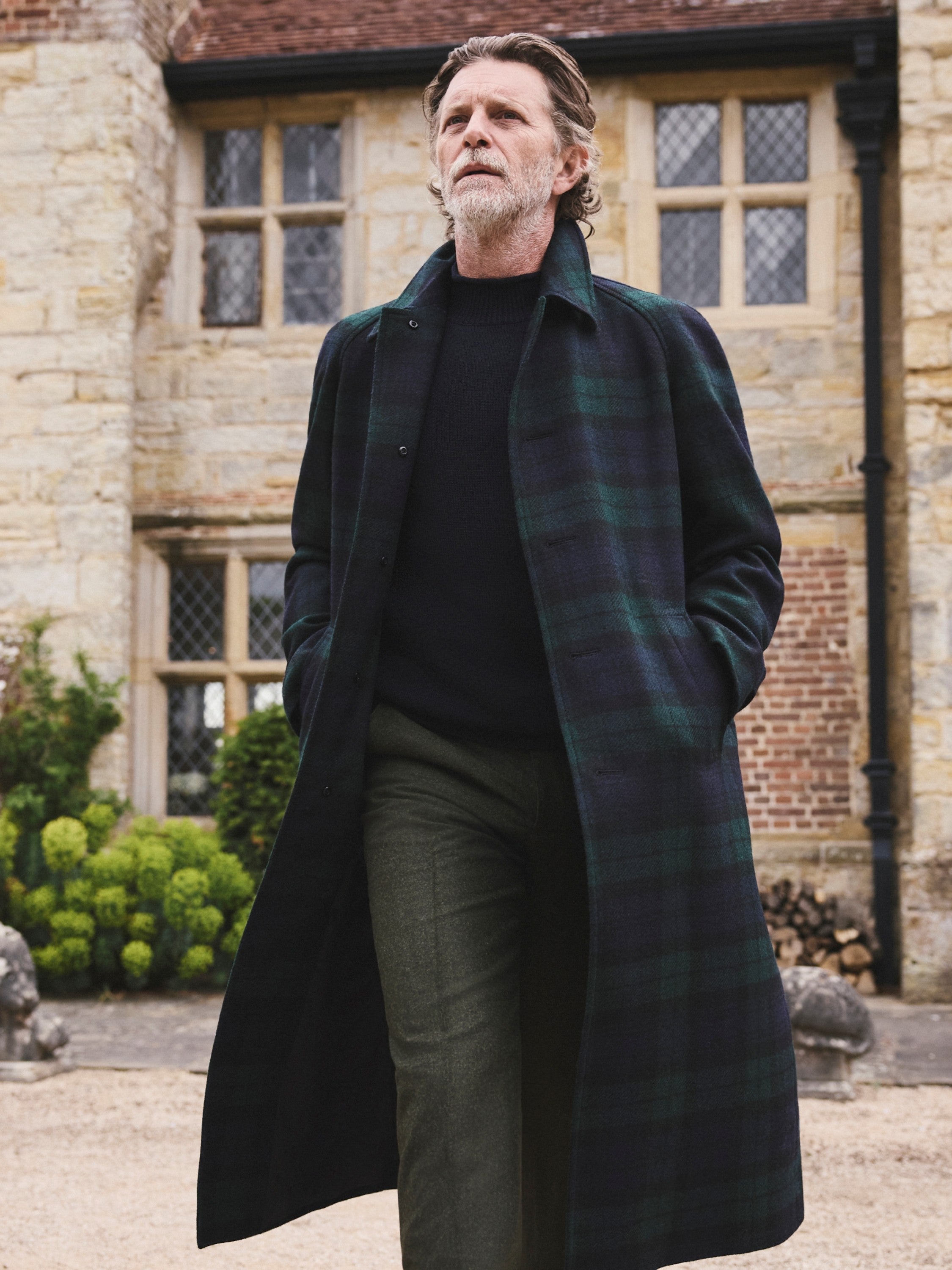 Raglan Sleeve Overcoat - Black Watch