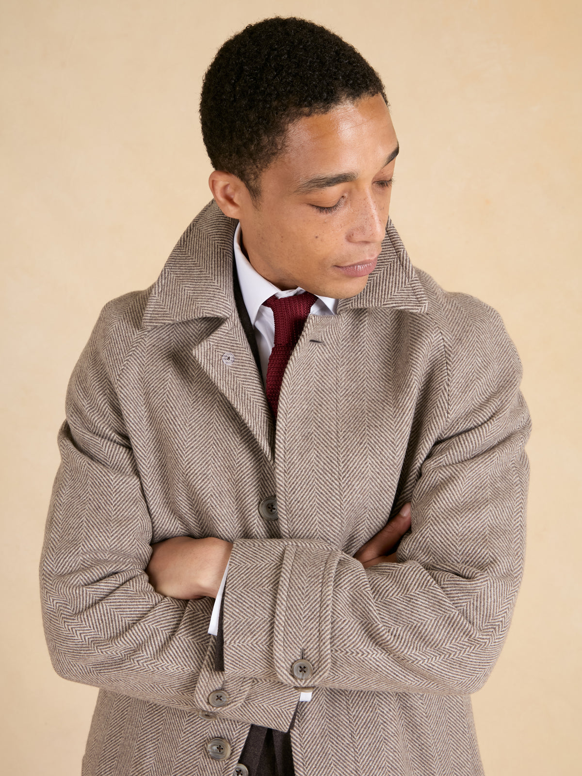 Ranelagh Single Breasted Overcoat - Brown Wool Herringbone