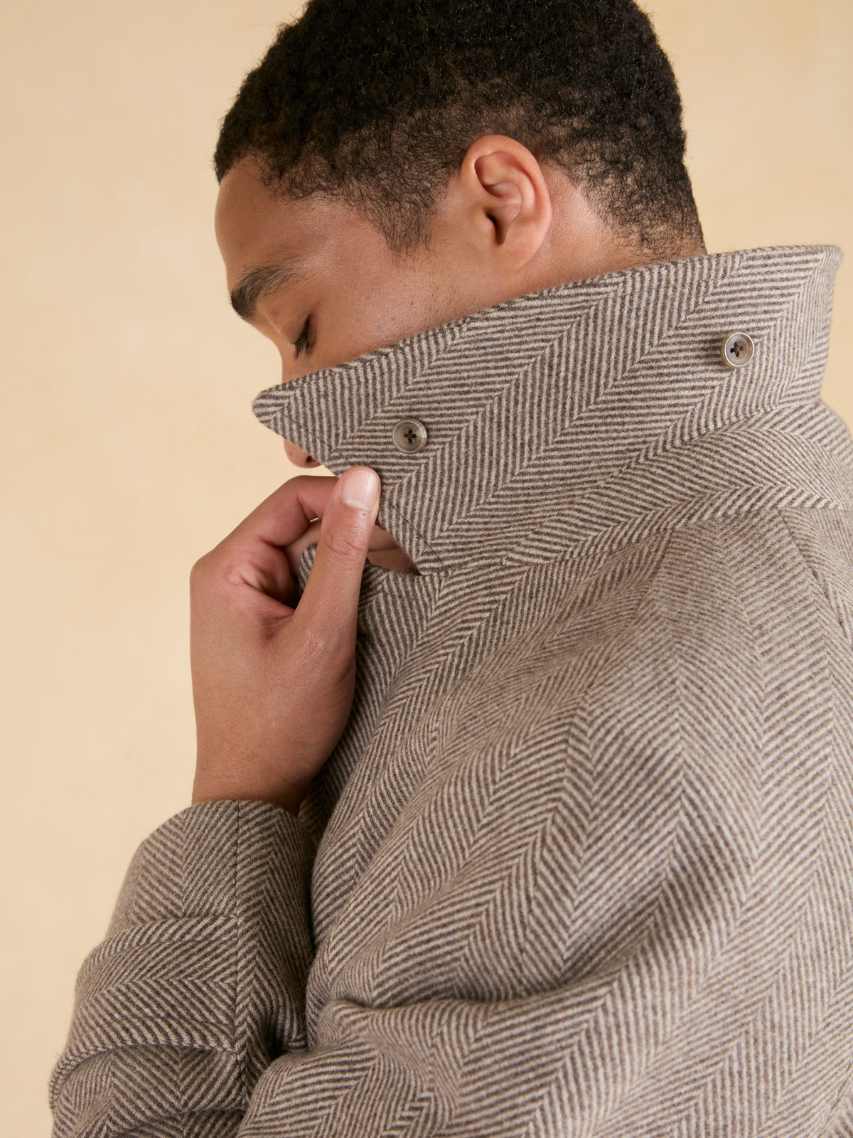 Ranelagh Single Breasted Overcoat - Brown Wool Herringbone