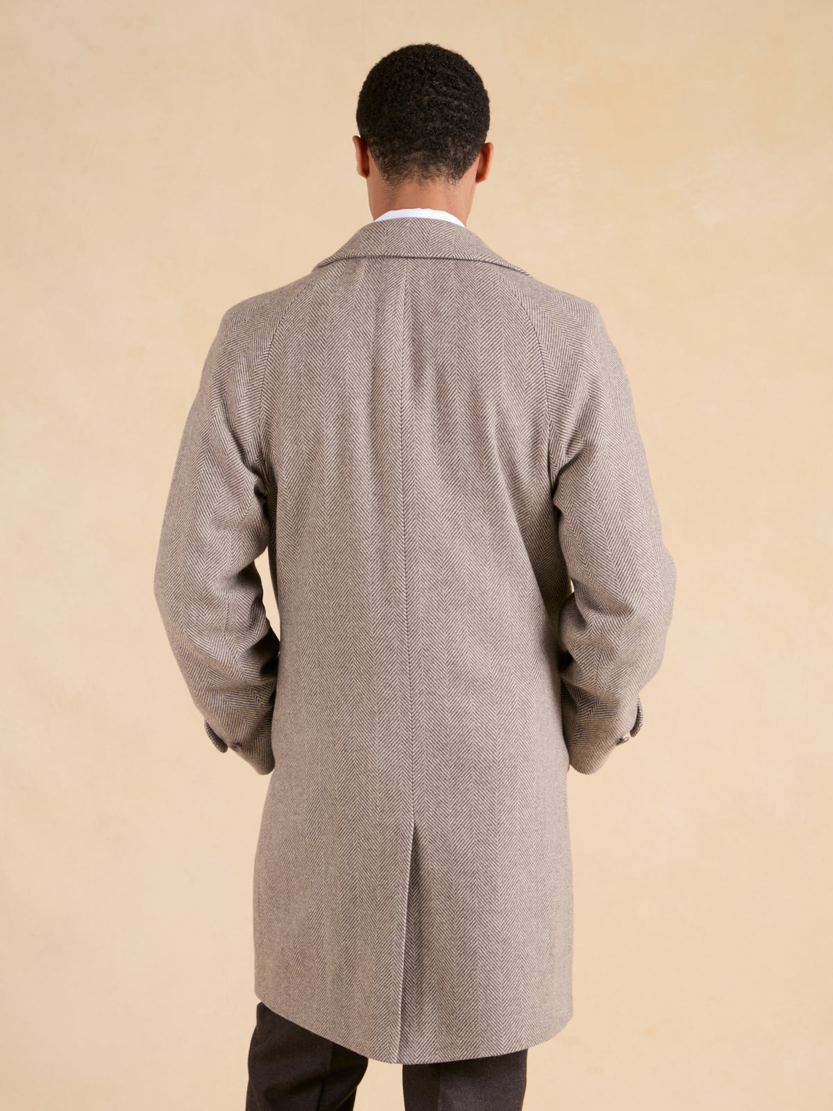 Ranelagh Single Breasted Overcoat - Brown Wool Herringbone