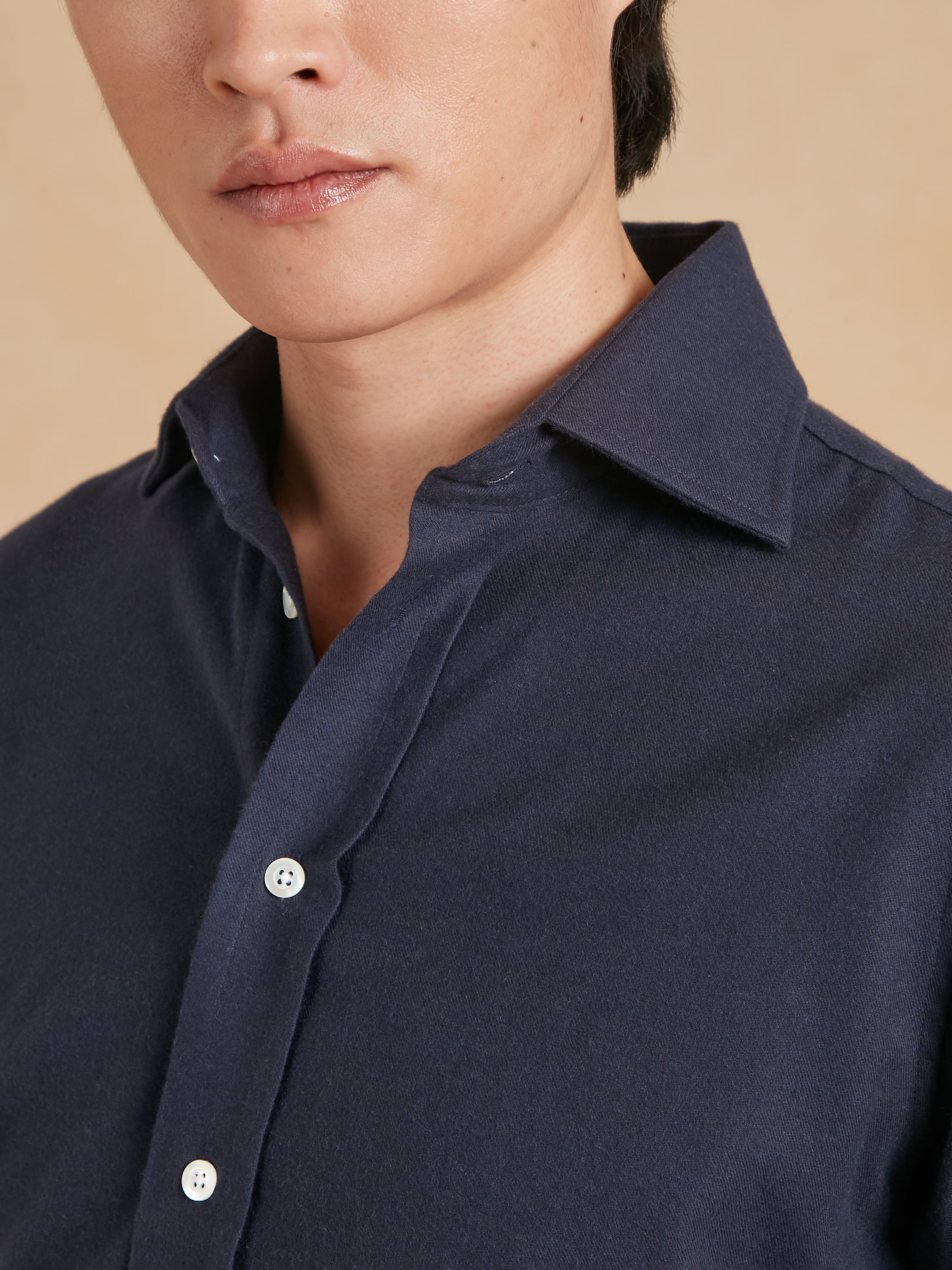 Regular Fit Shirt - Brushed Cotton Midnight