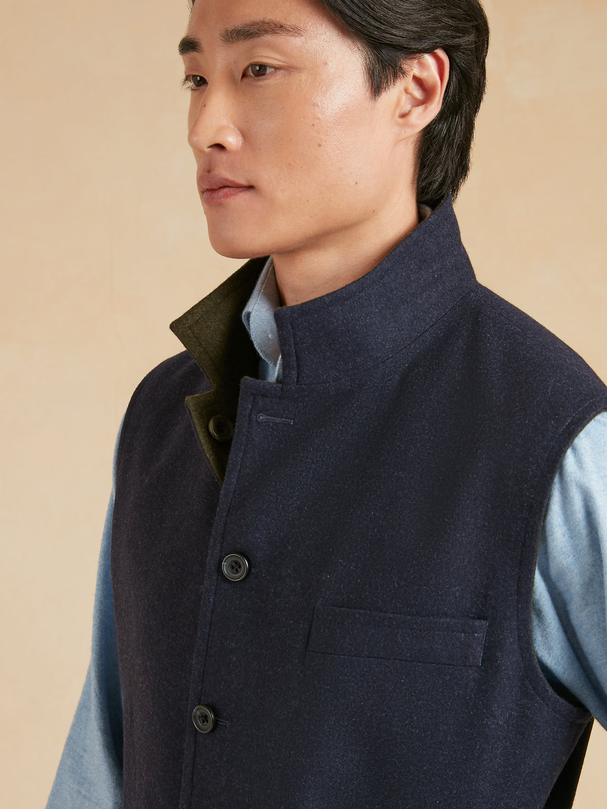 Reversible Gilet - Navy & Green Loden