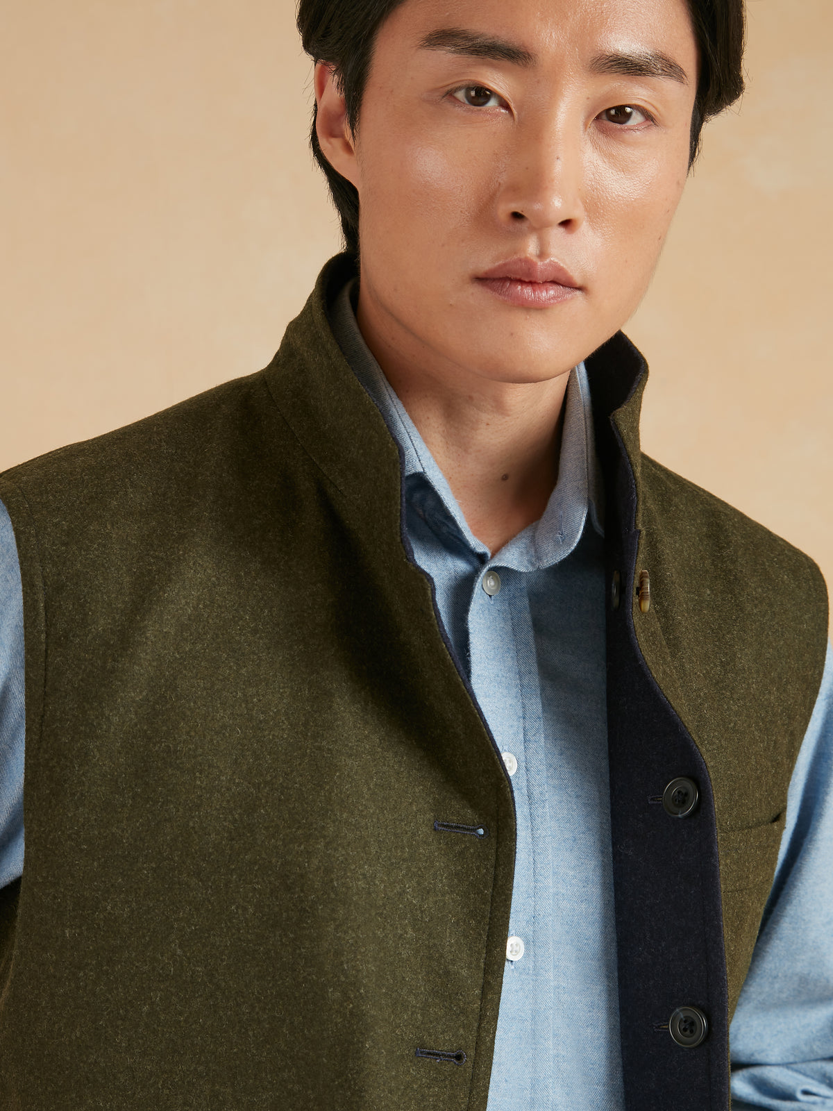 Reversible Gilet - Navy & Green Loden