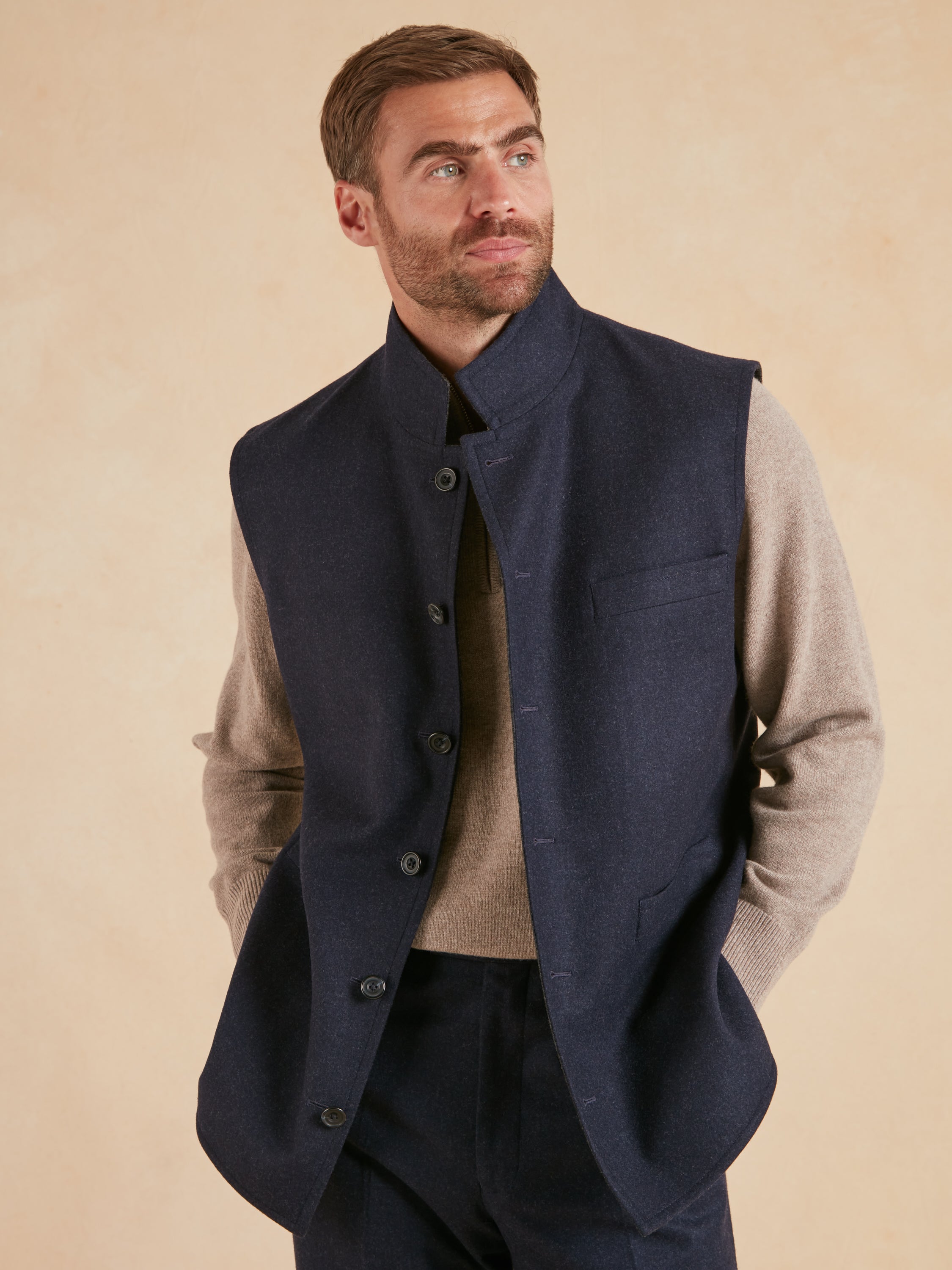 Reversible Gilet - Navy & Grey Loden