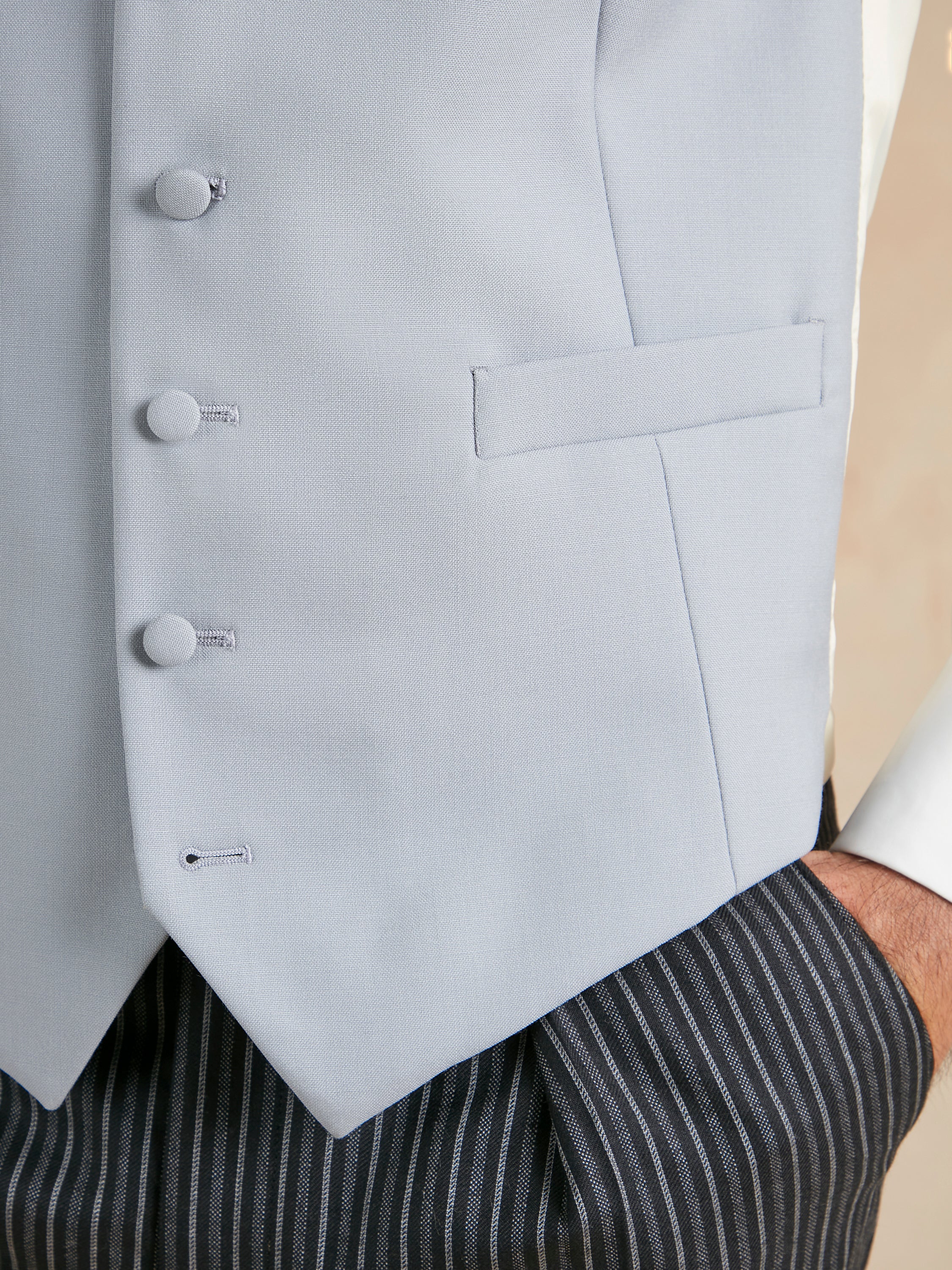 Single Breasted Wool Waistcoat - Grey