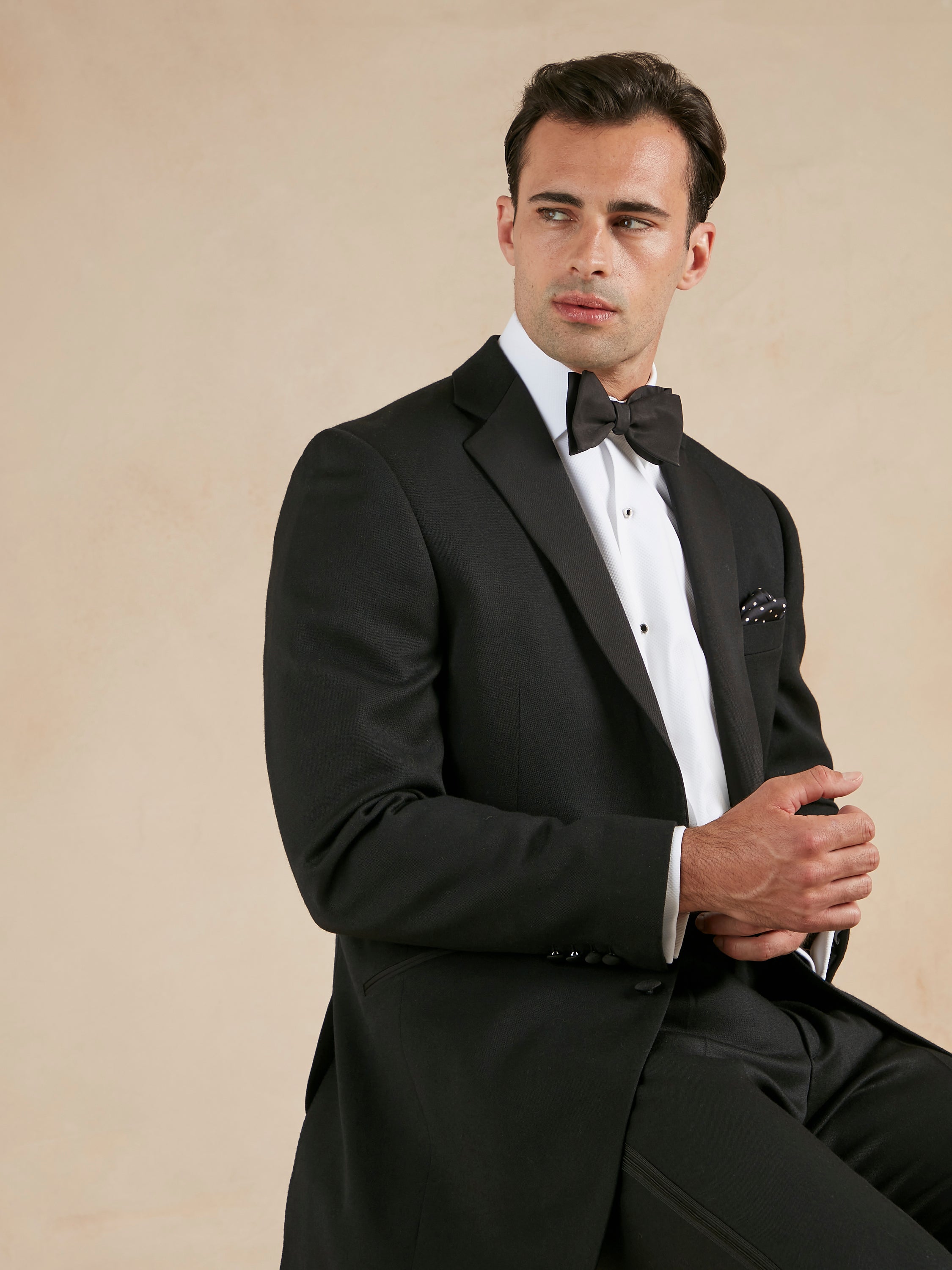 Dinner Jacket Hire - Single Breasted Black Barathea Wool