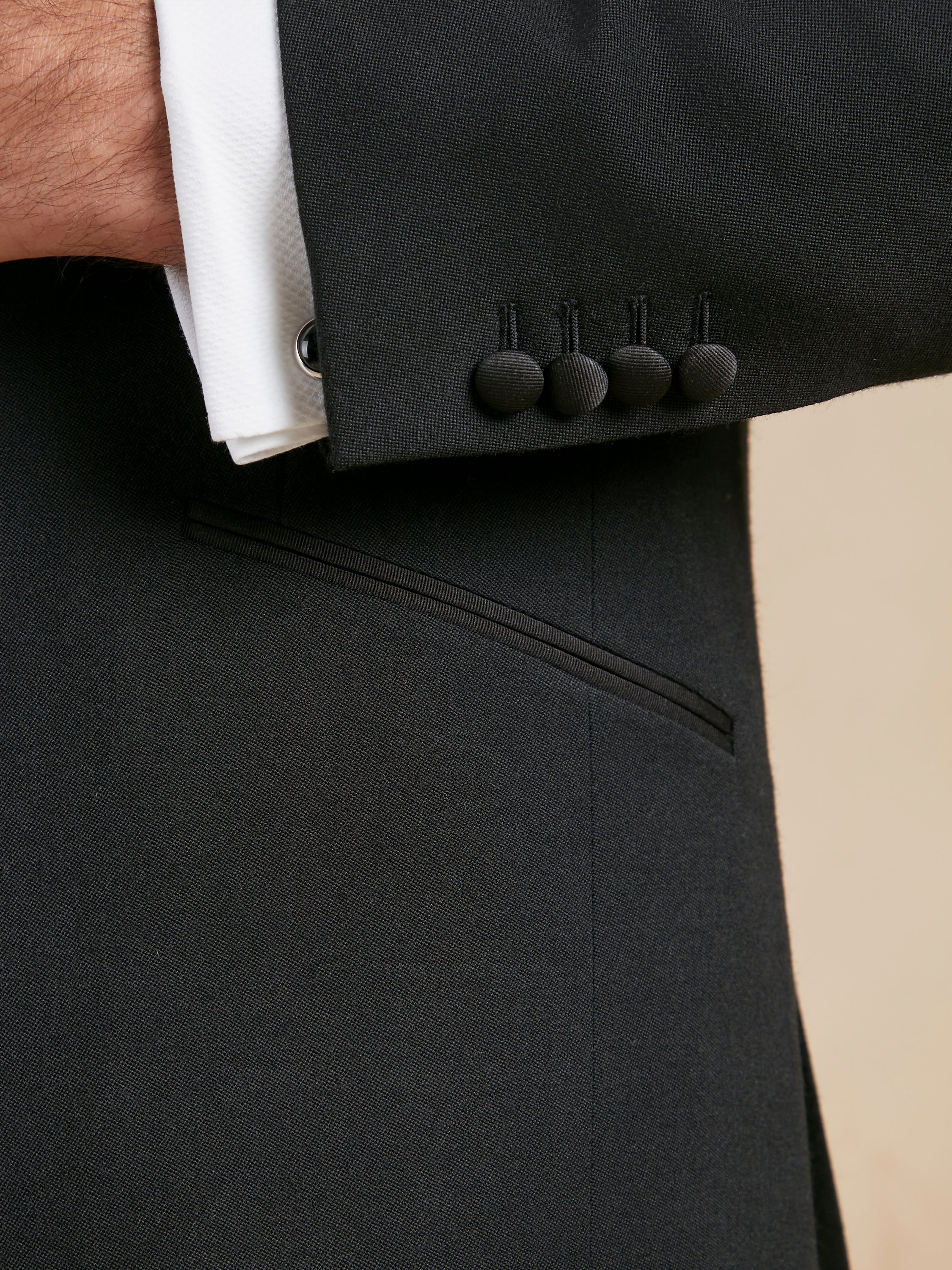 Dinner Jacket Hire - Single Breasted Black Barathea Wool