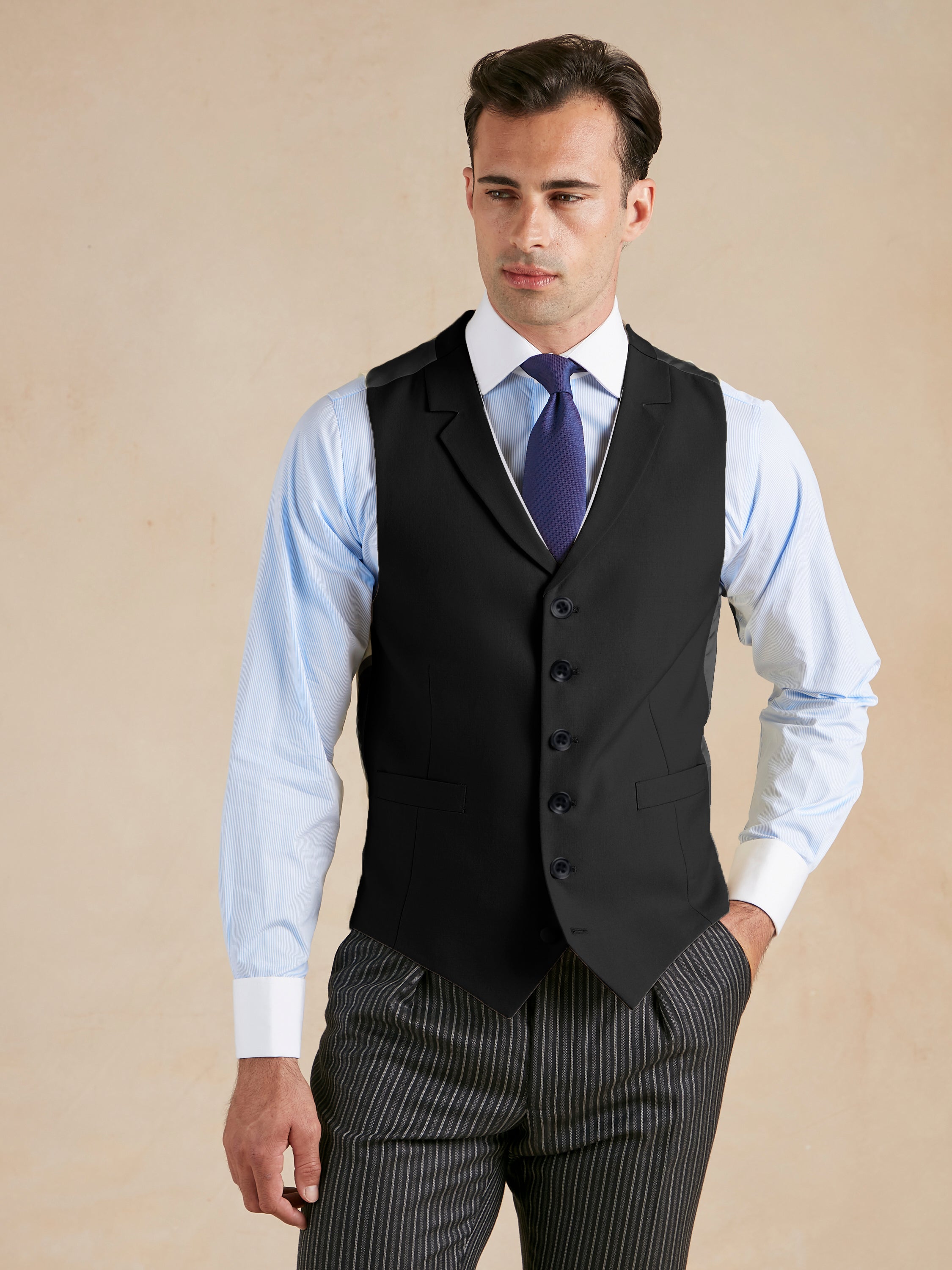 Single Breasted Morning Waistcoat - Black