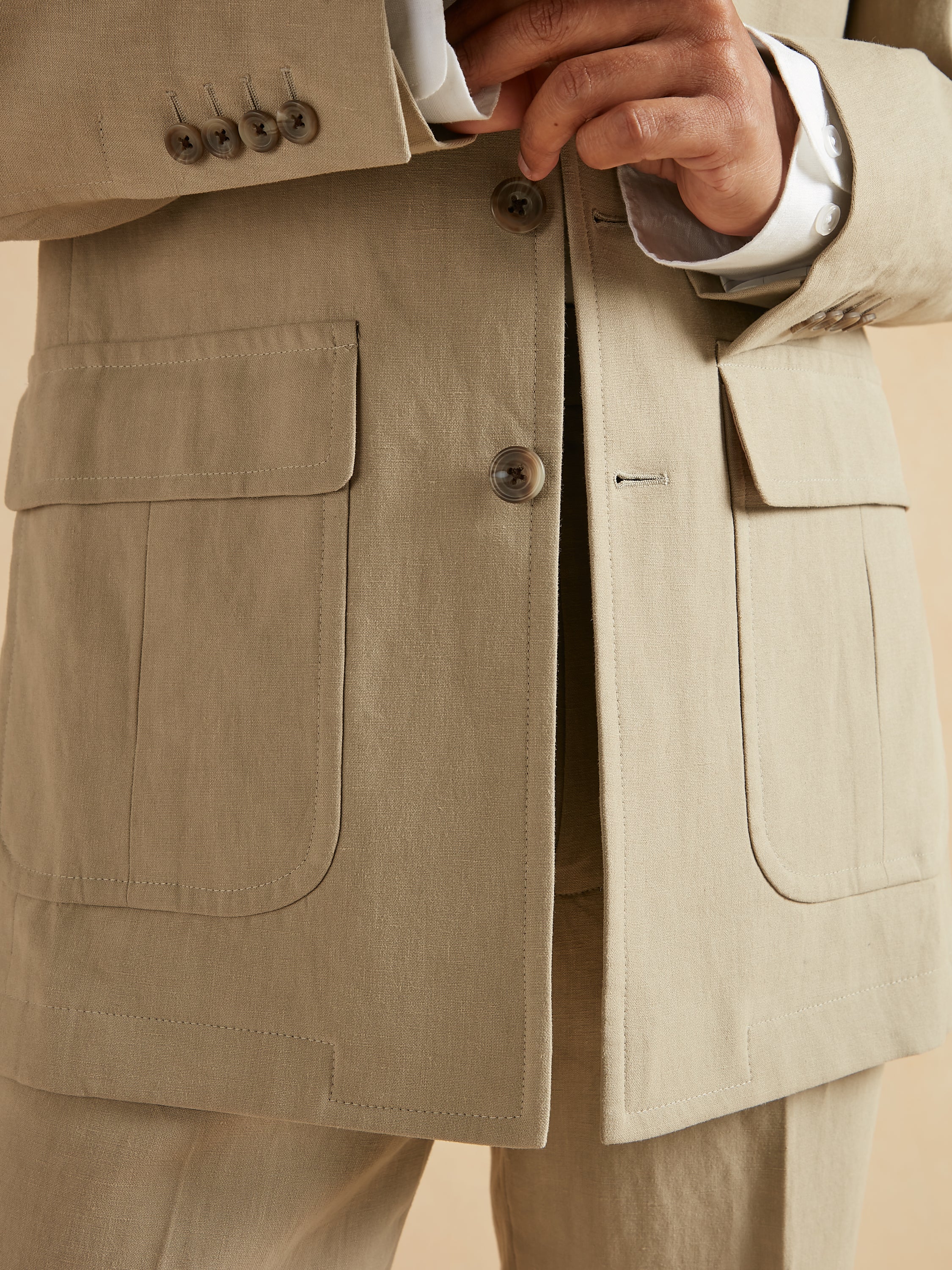 Safari Jacket Italian Linen - Stone