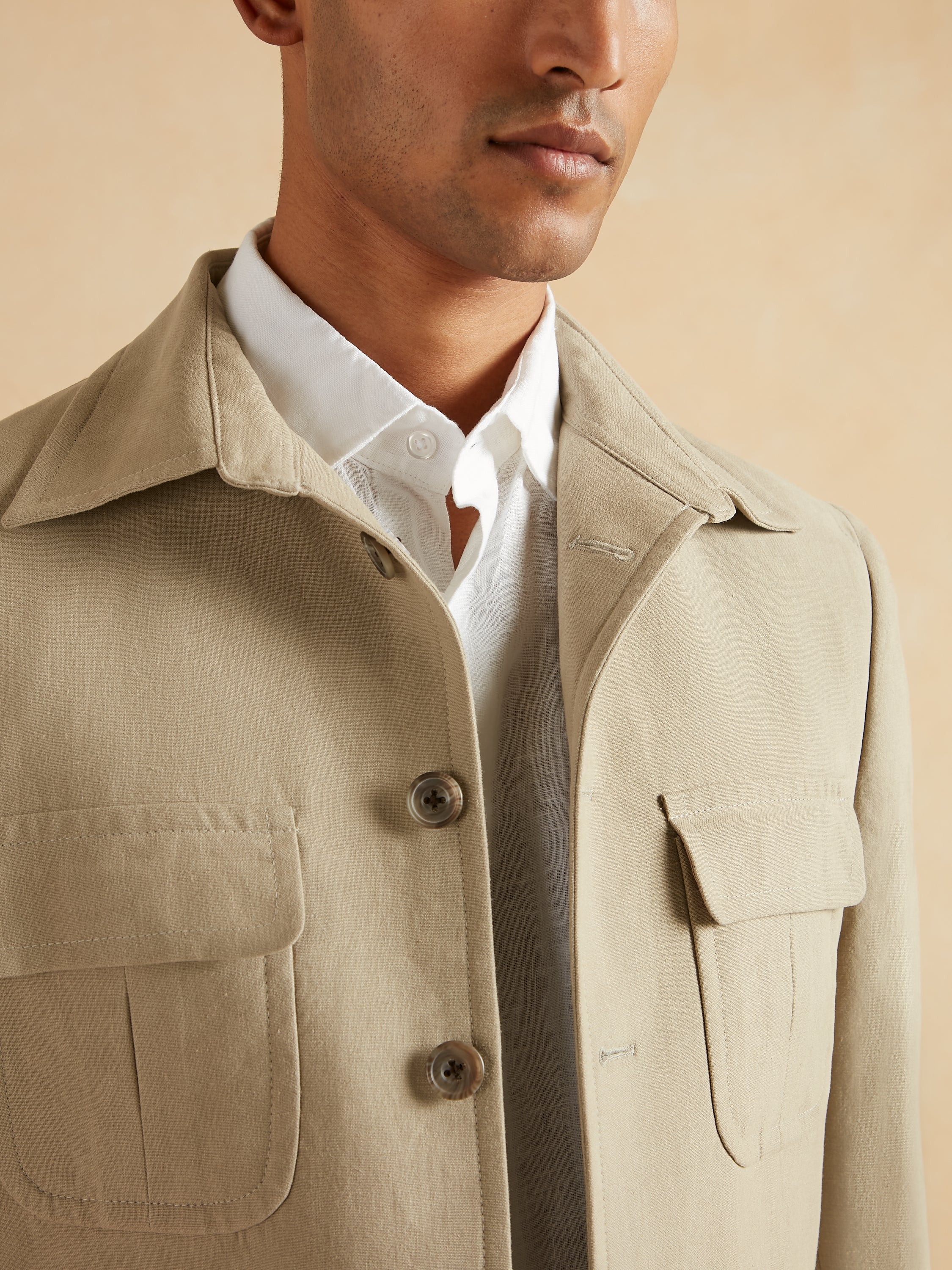Safari Jacket Italian Linen - Stone