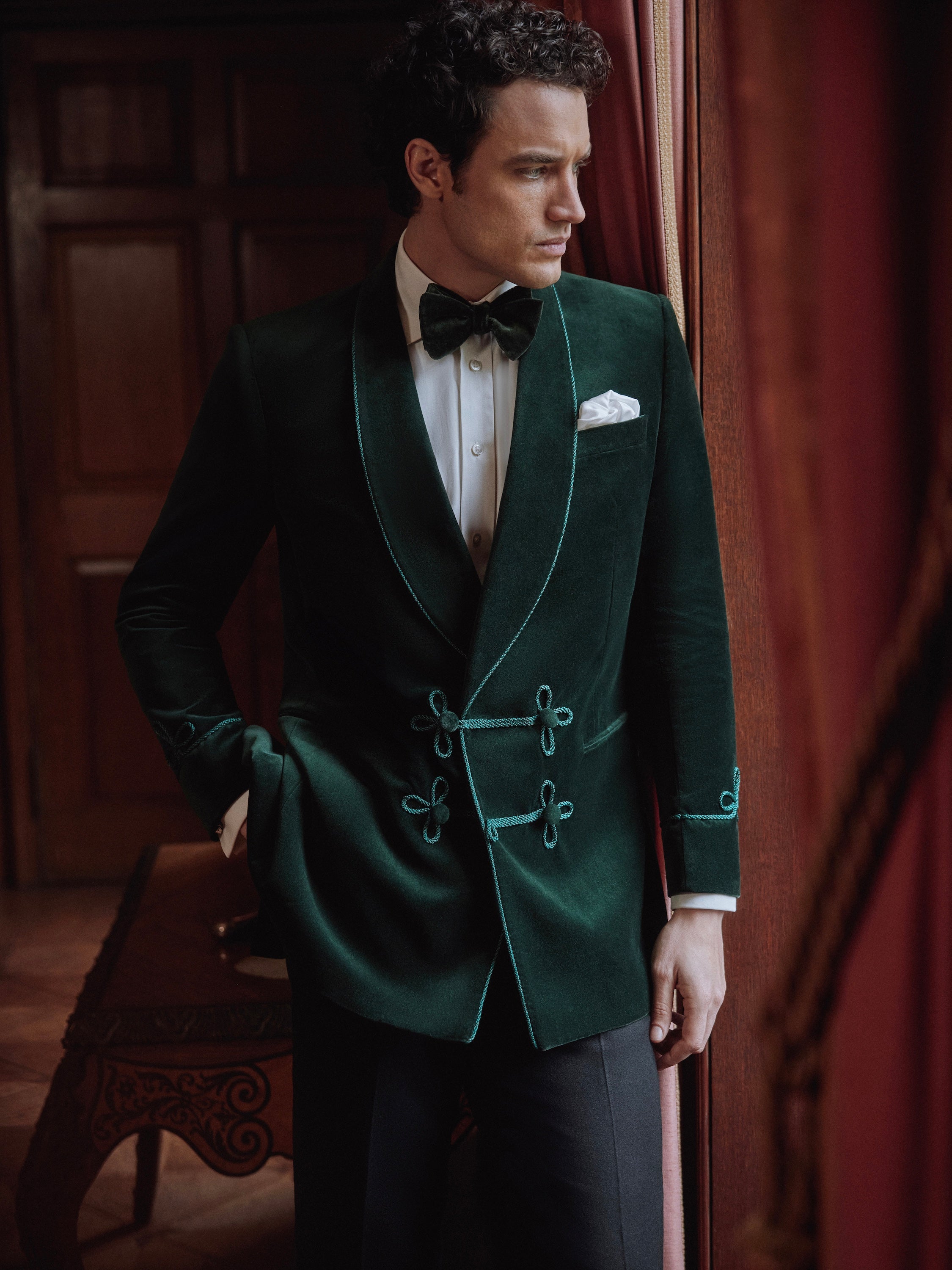 Caversham Smoking Jacket - Green Velvet