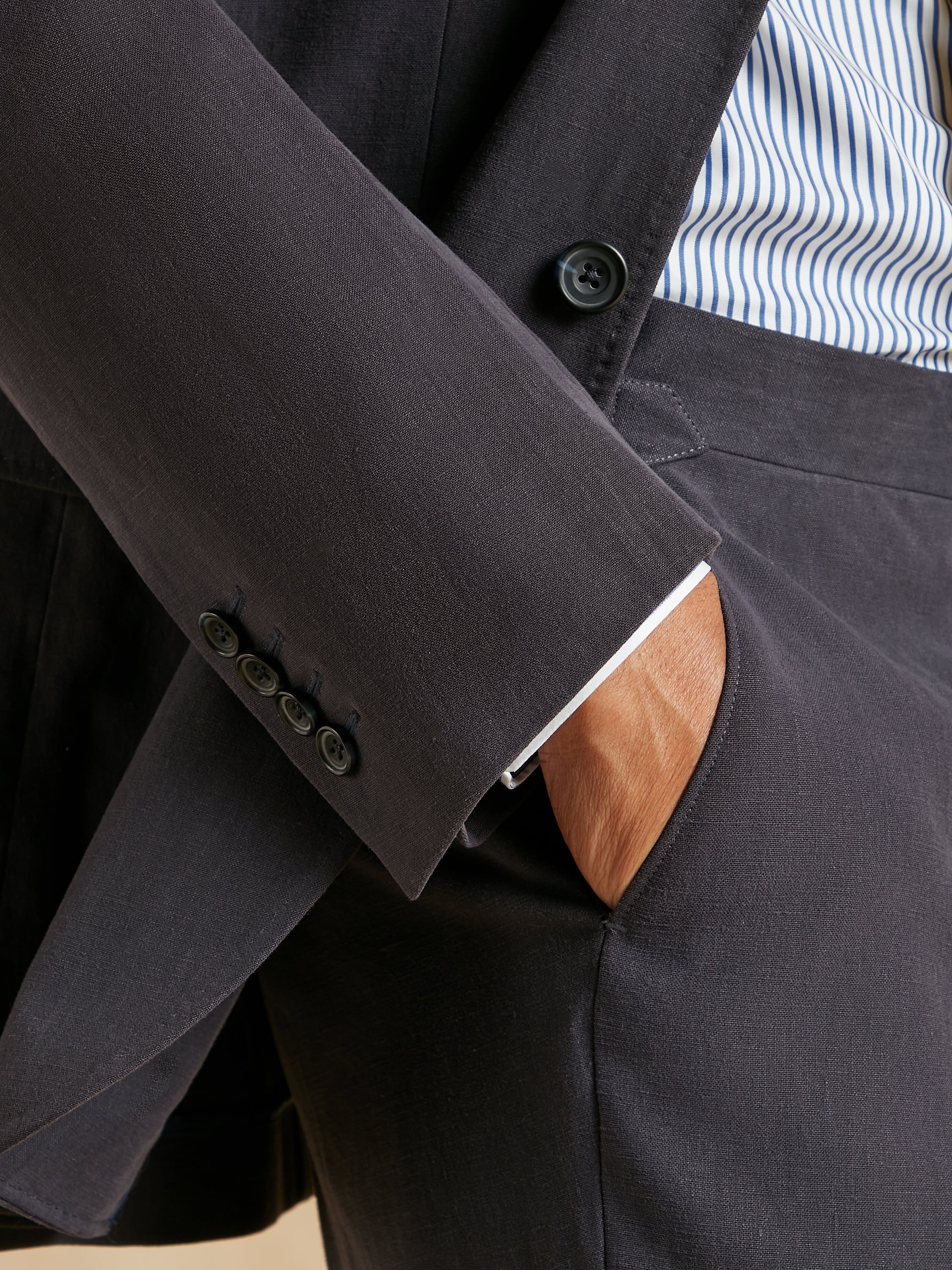 Supercycle - Single Breasted Jacket Italian Linen - Navy