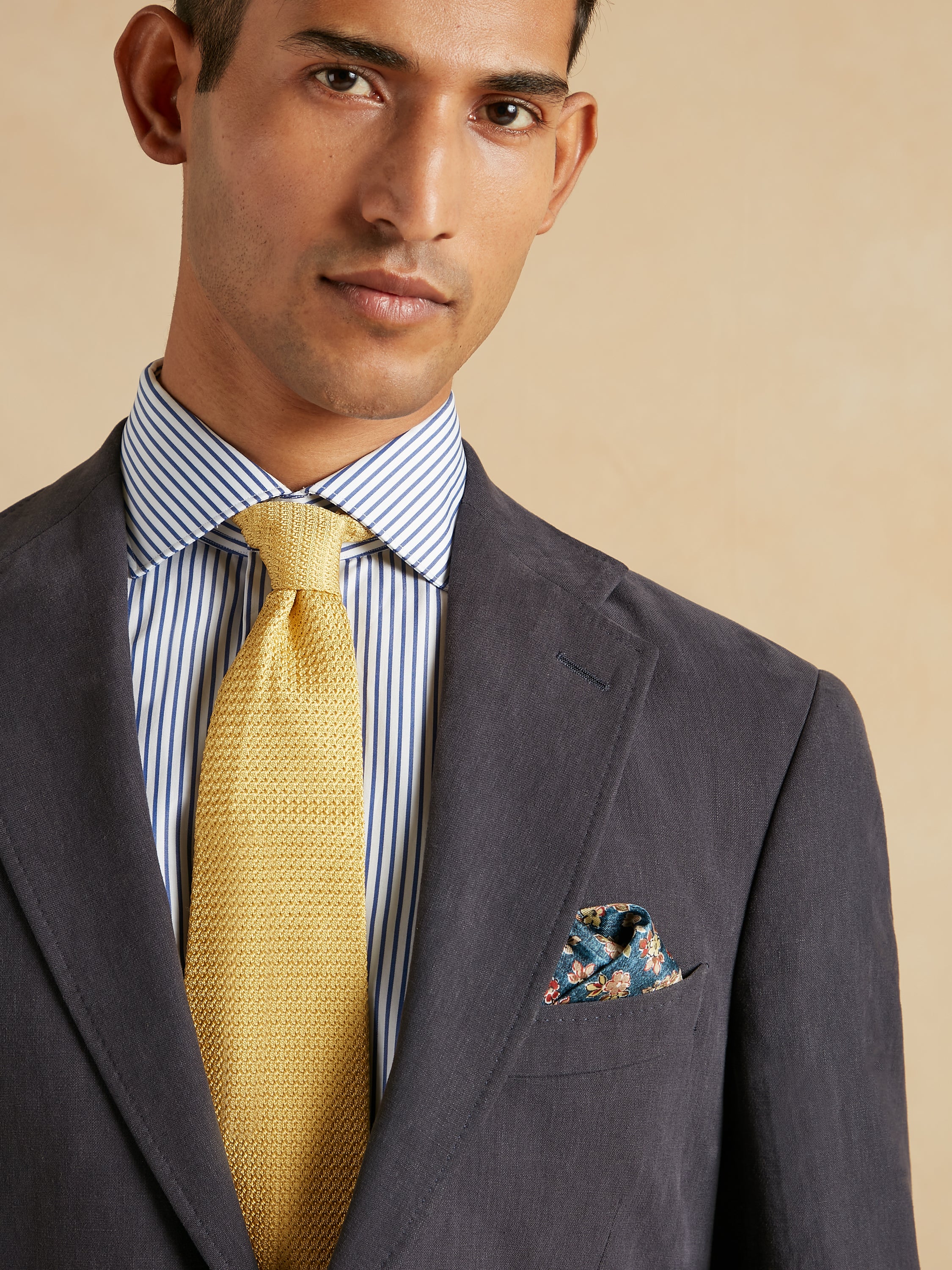 Single Breasted Jacket Italian Linen - Navy