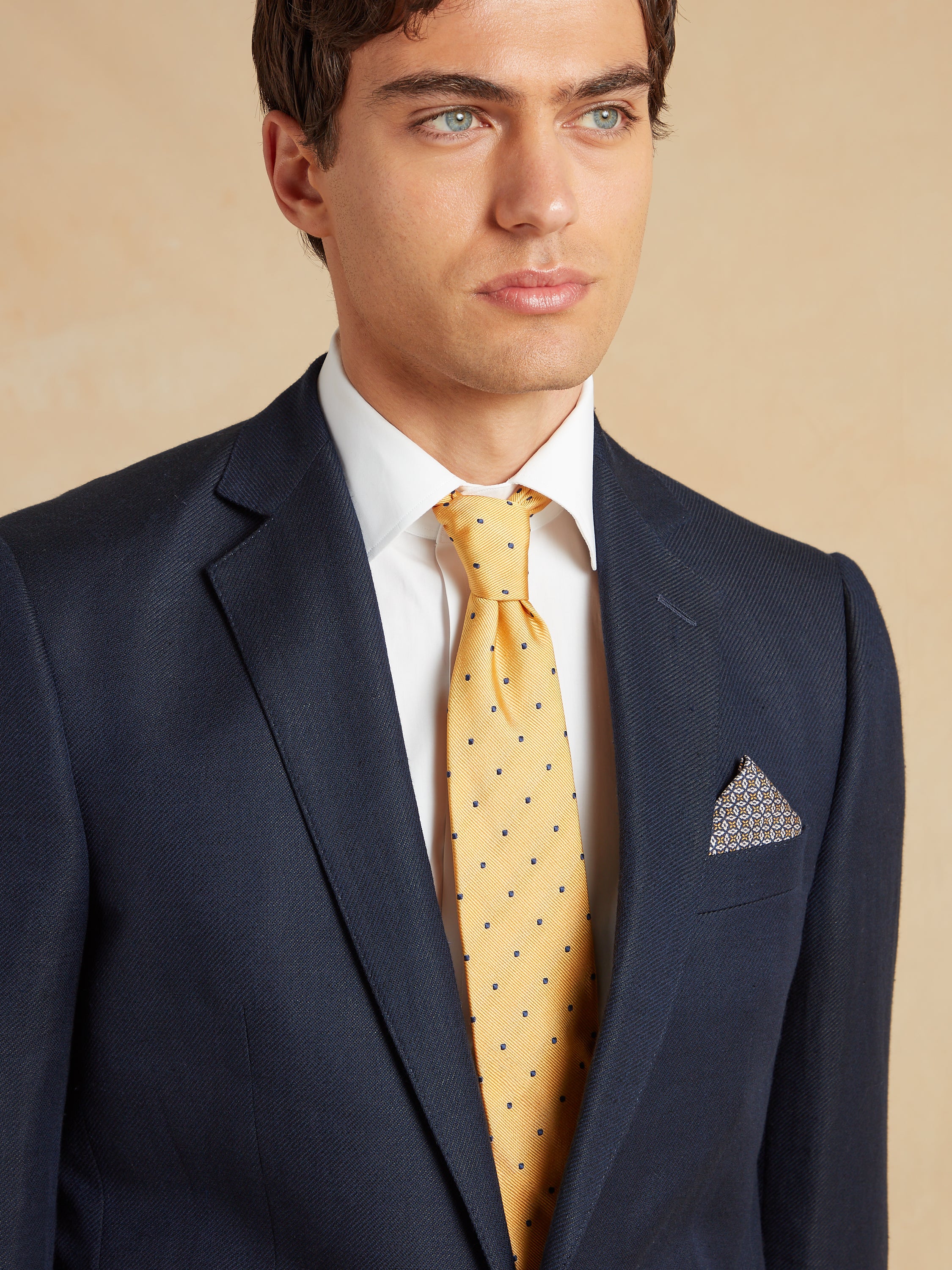 Single Breasted Lightweight Blazer Wool Linen - Navy