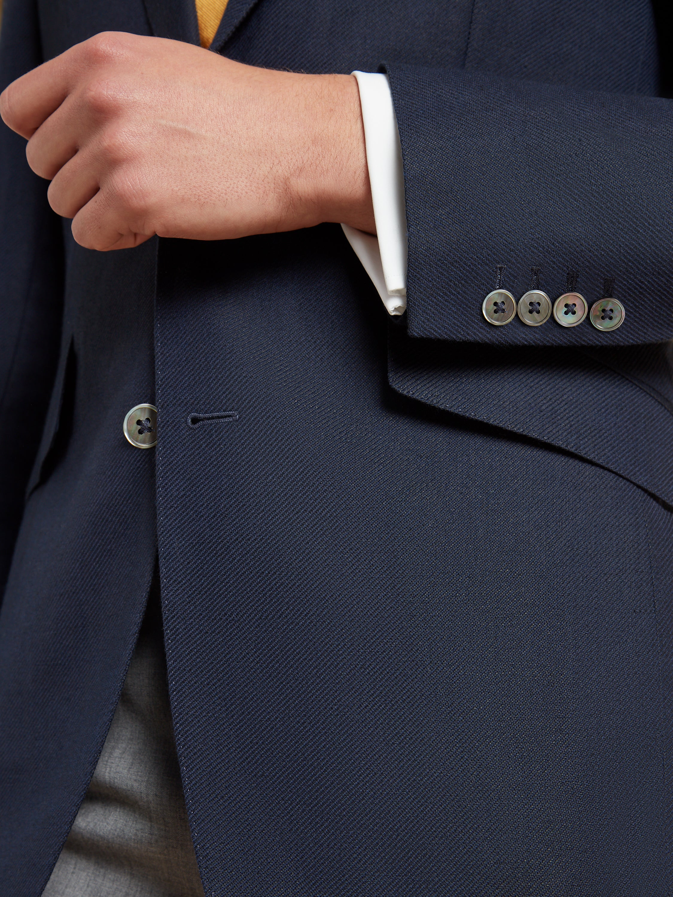 Single Breasted Lightweight Blazer Wool Linen - Navy