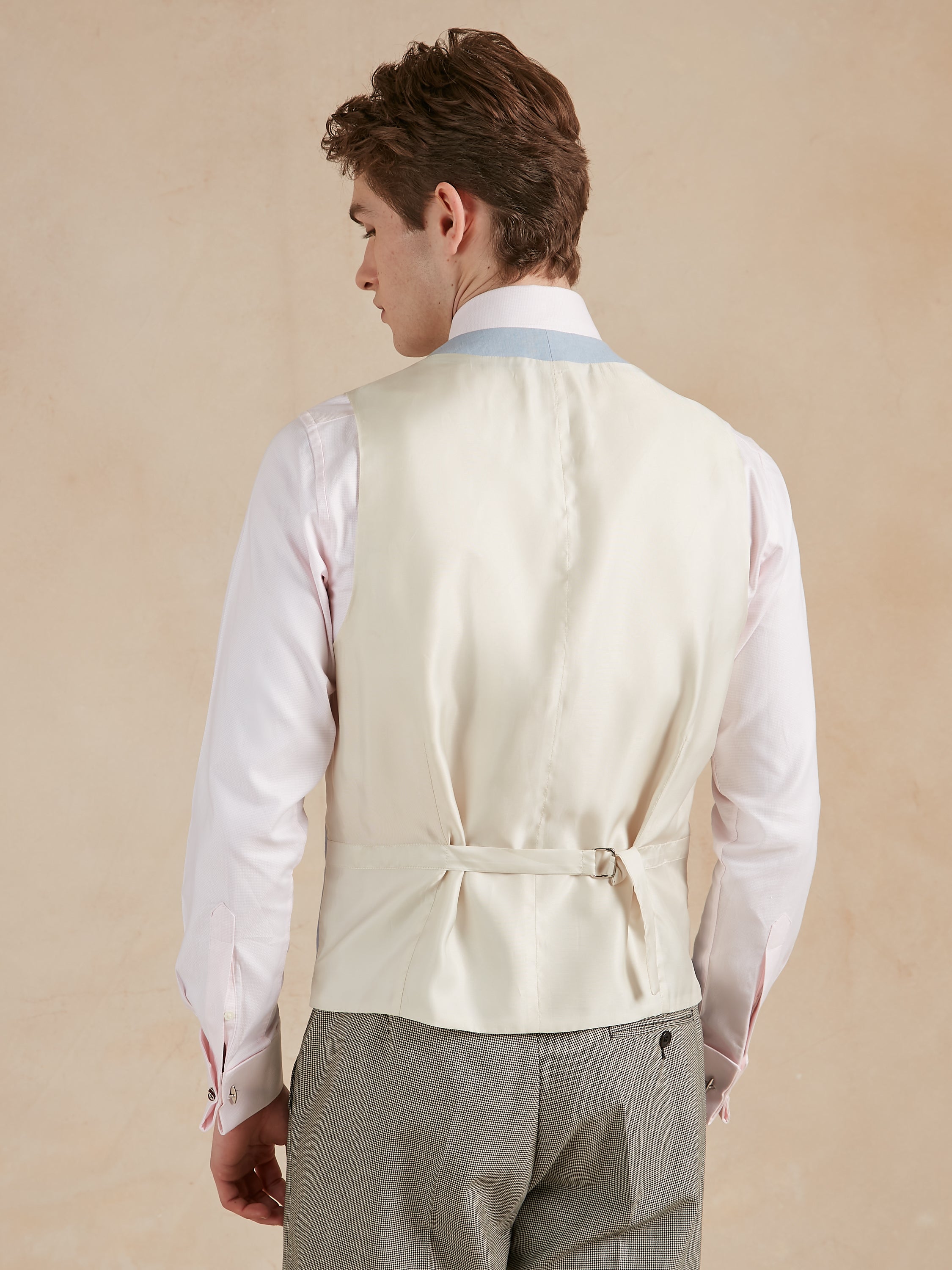 Single Breasted Linen Waistcoat - Pale Blue