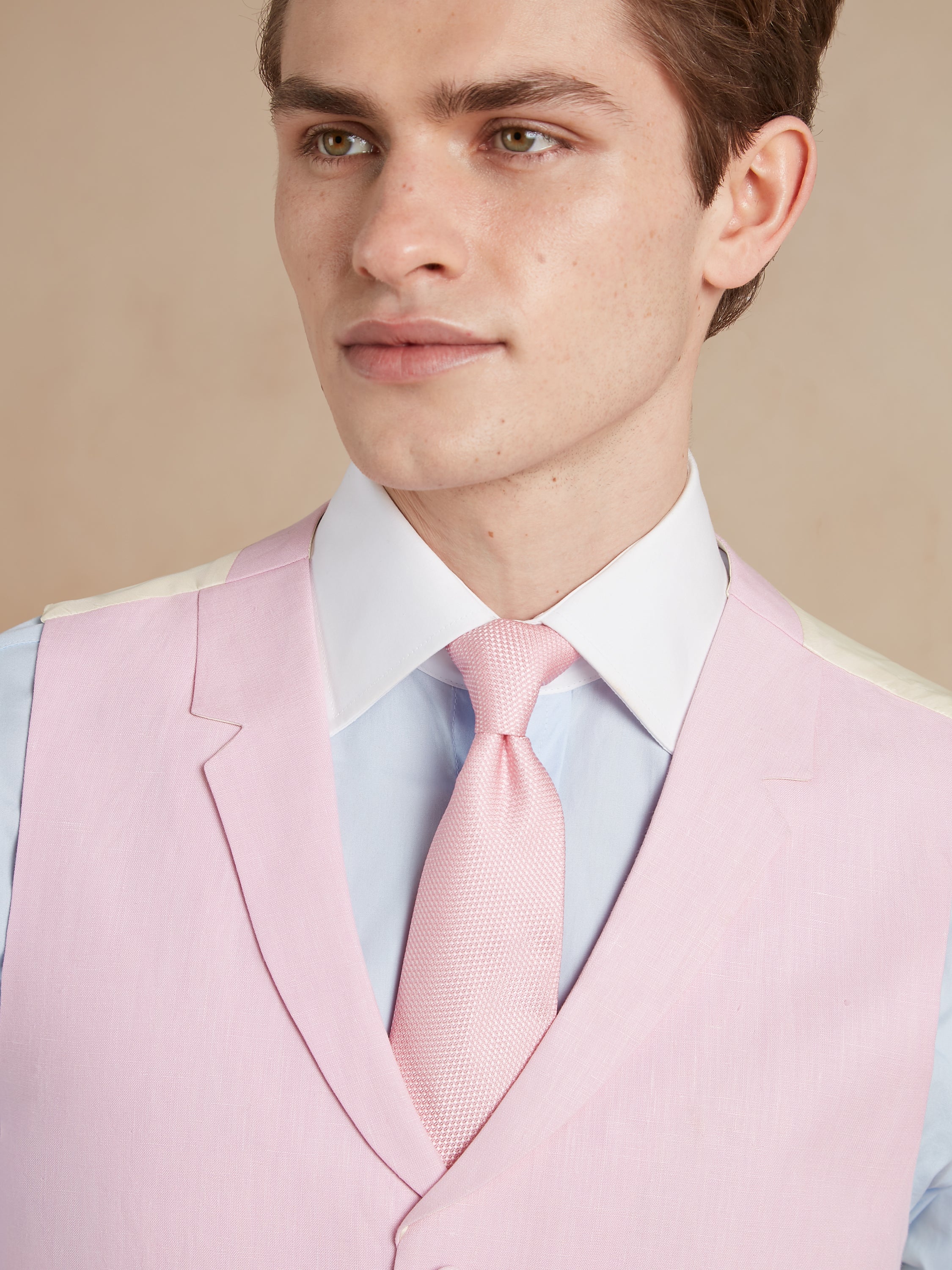 Single Breasted Linen Waistcoat - Pink