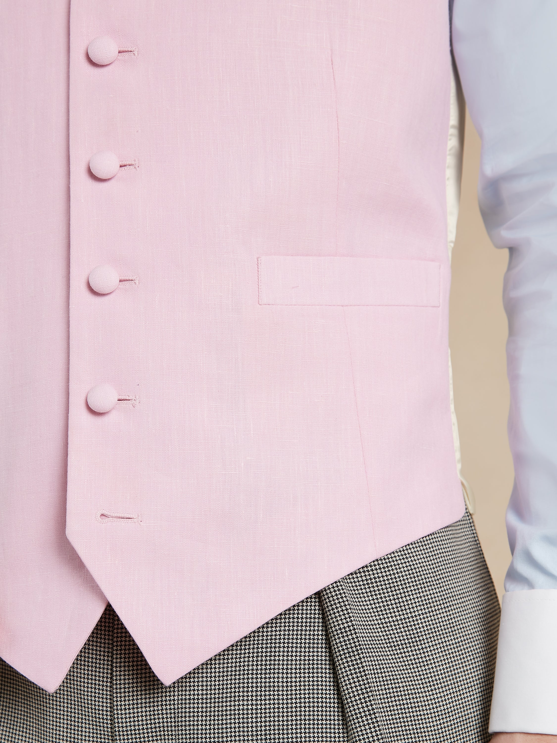 Single Breasted Linen Waistcoat - Pink