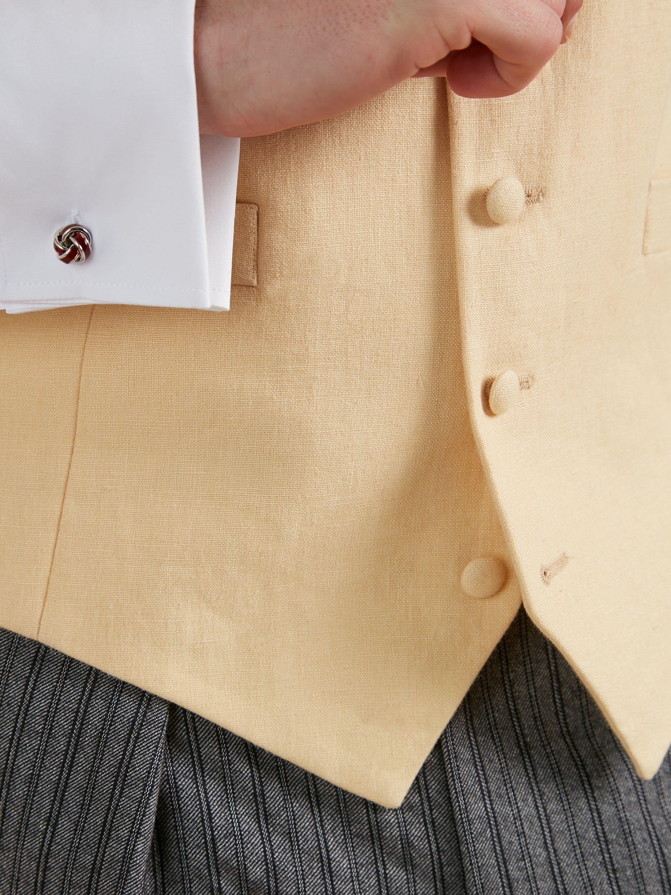 Single Breasted Linen Waistcoat - Yellow