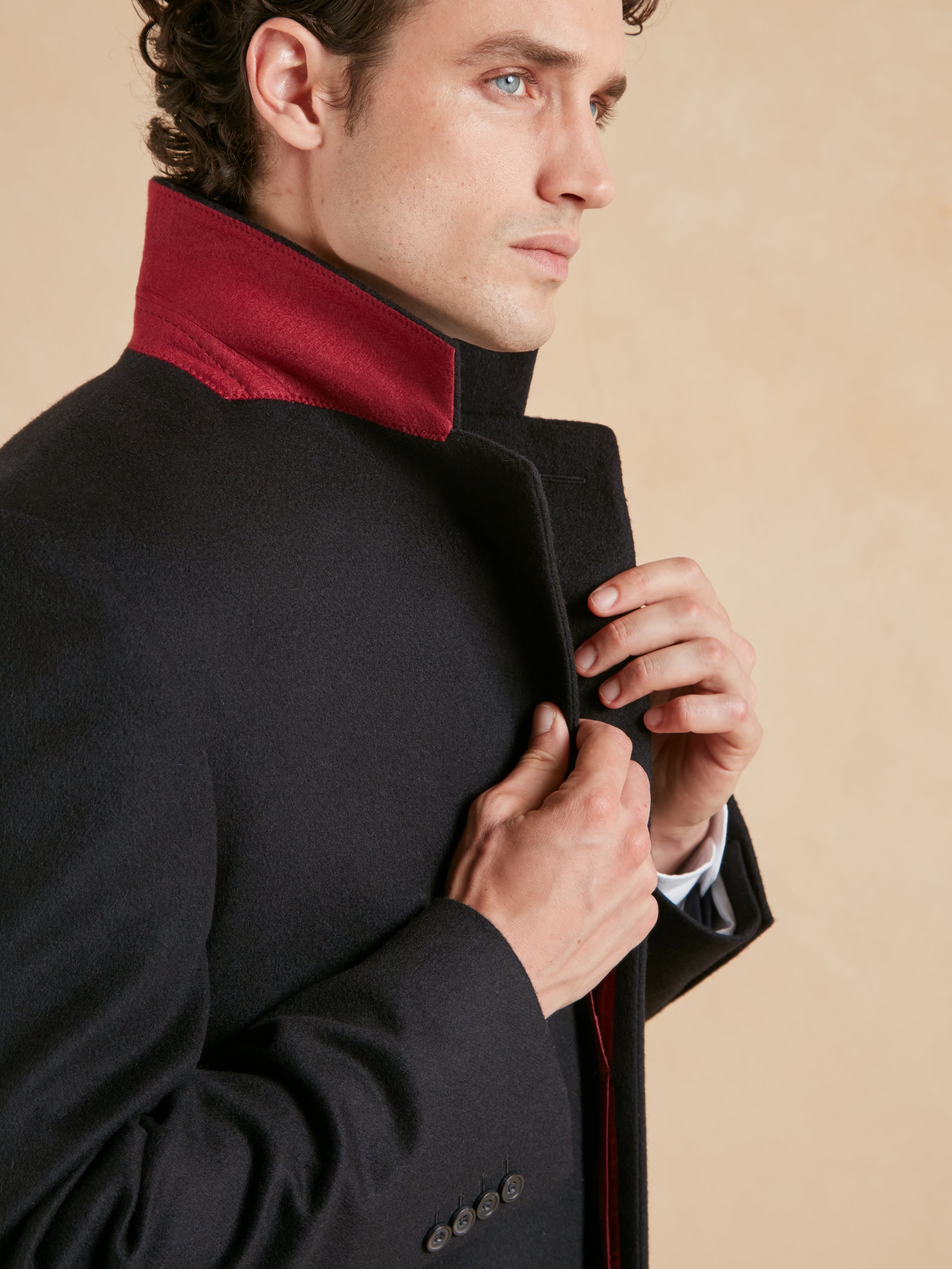 Single Breasted Overcoat - Navy Cashmere Blend