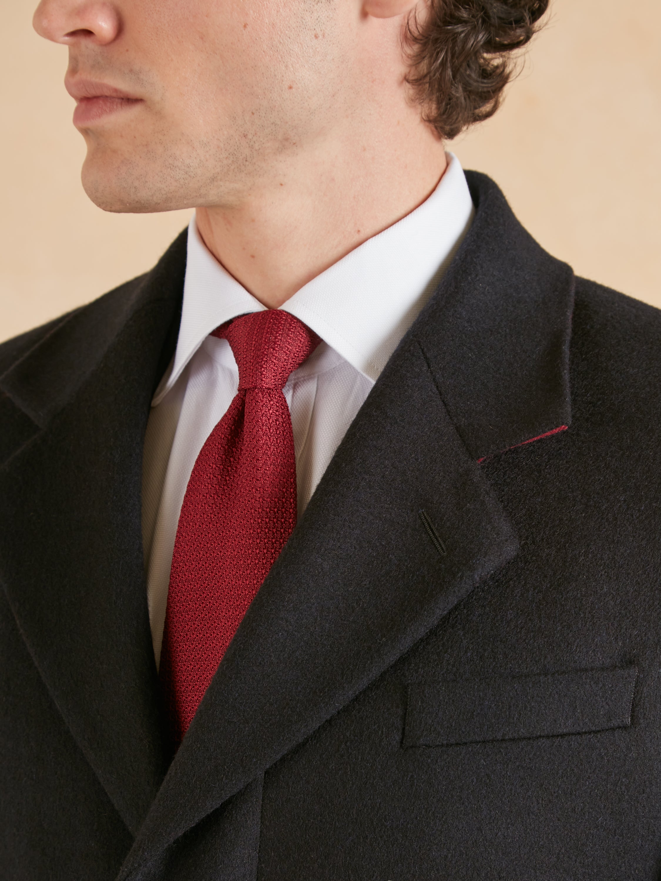 Single Breasted Overcoat - Navy Cashmere Blend