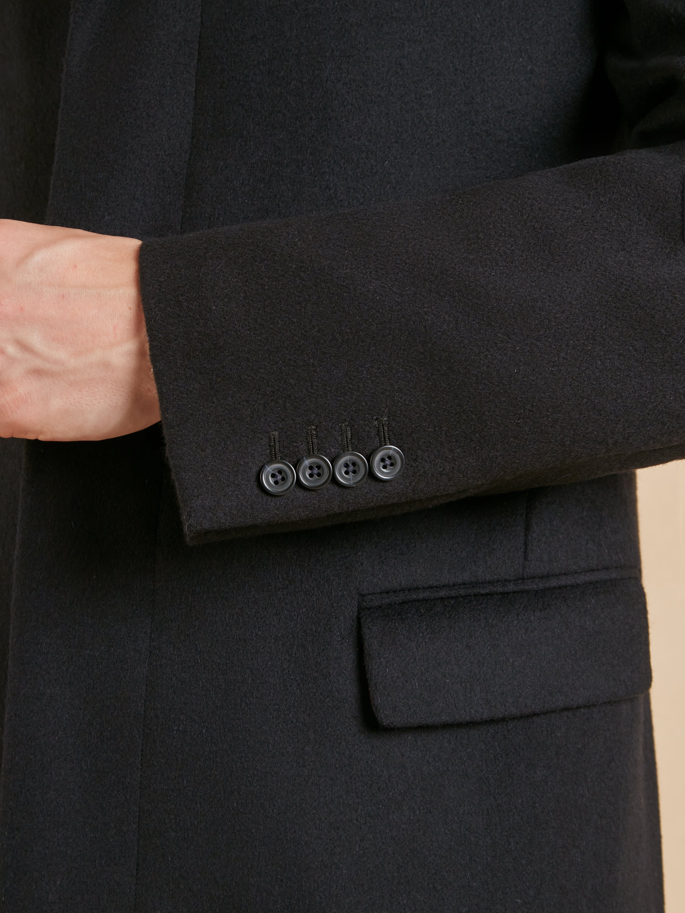 Single Breasted Overcoat - Navy Cashmere Blend