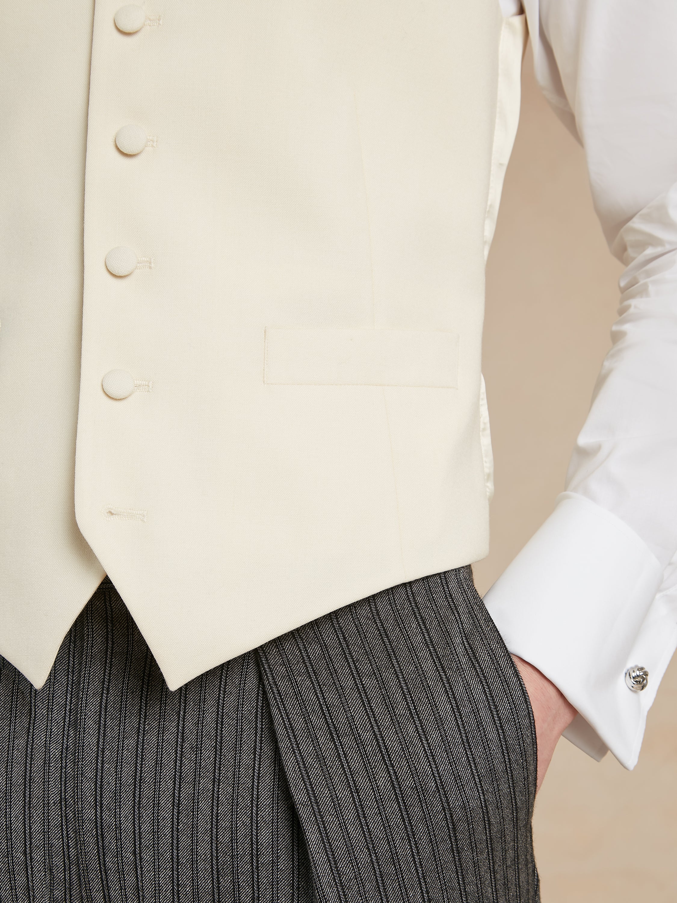 Single Breasted Wool Waistcoat - Cream