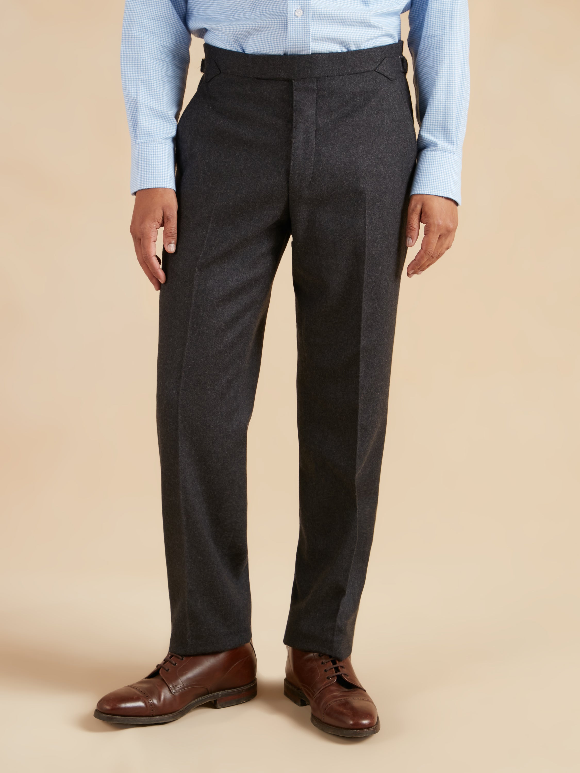 Sloane Pleated Trousers Wool Twill - Charcoal