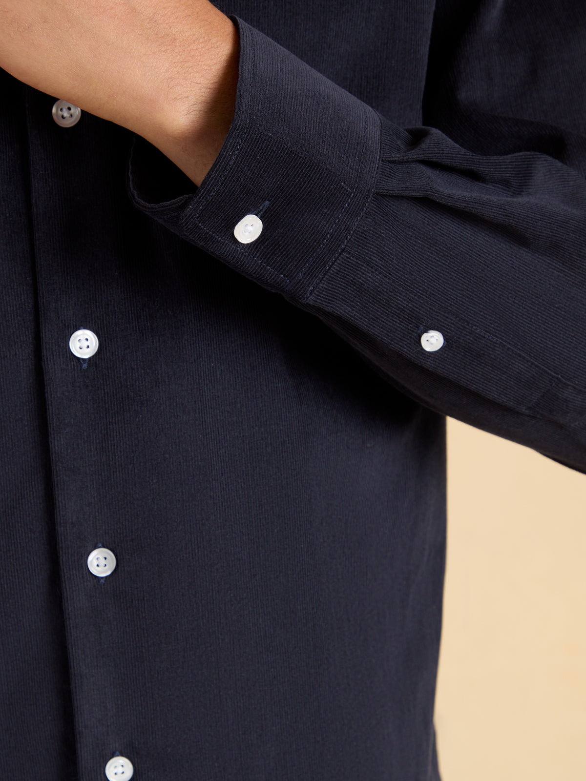 Sloane Fine Needlecord Shirt - Navy Cotton
