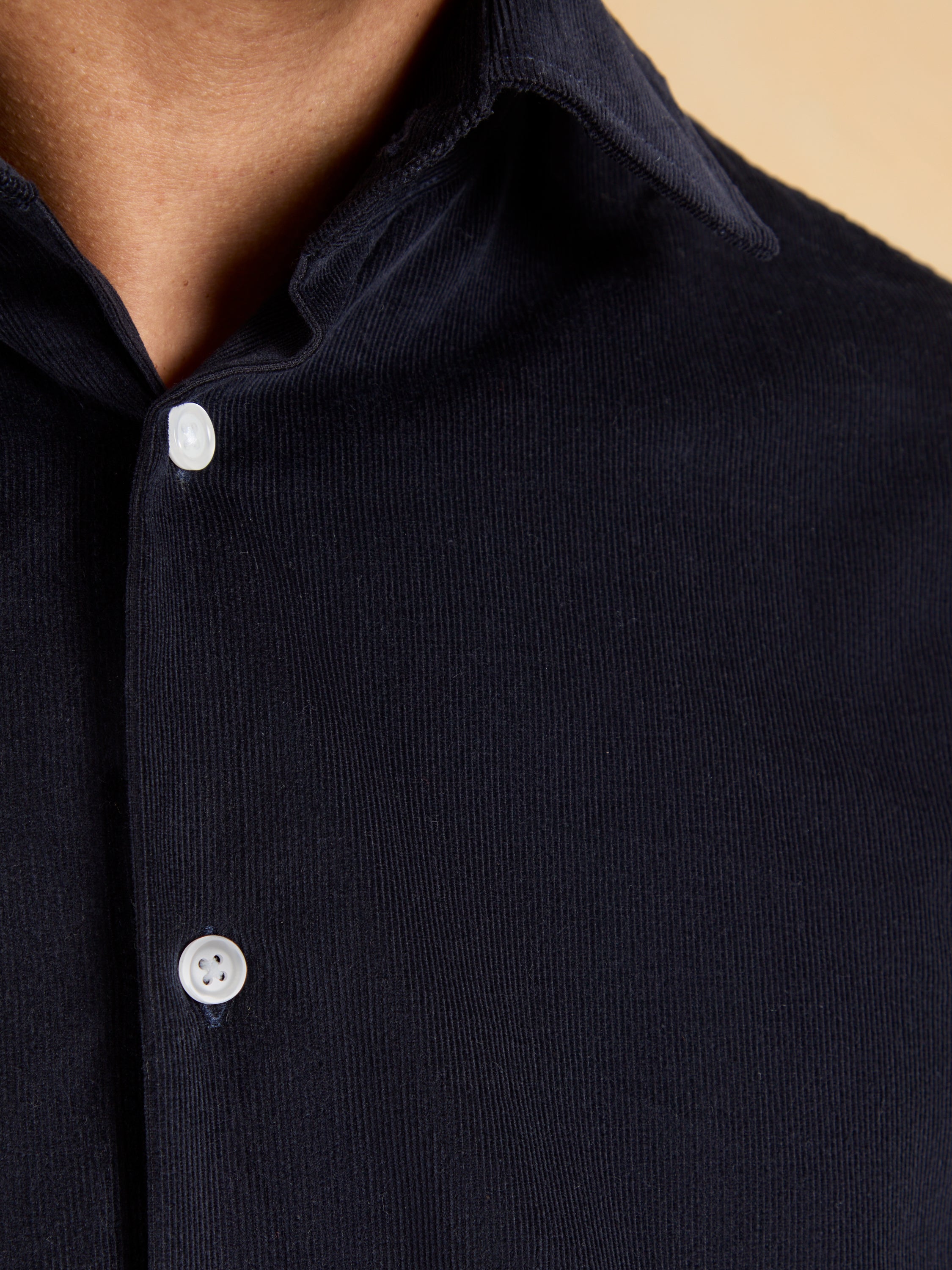 Sloane Fine Needlecord Shirt - Navy Cotton