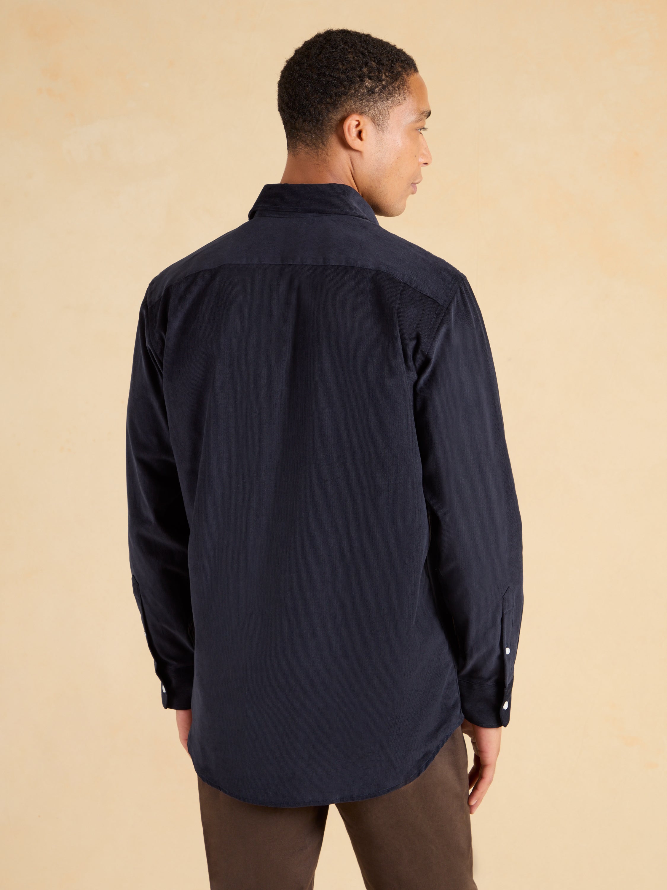 Sloane Fine Needlecord Shirt - Navy Cotton