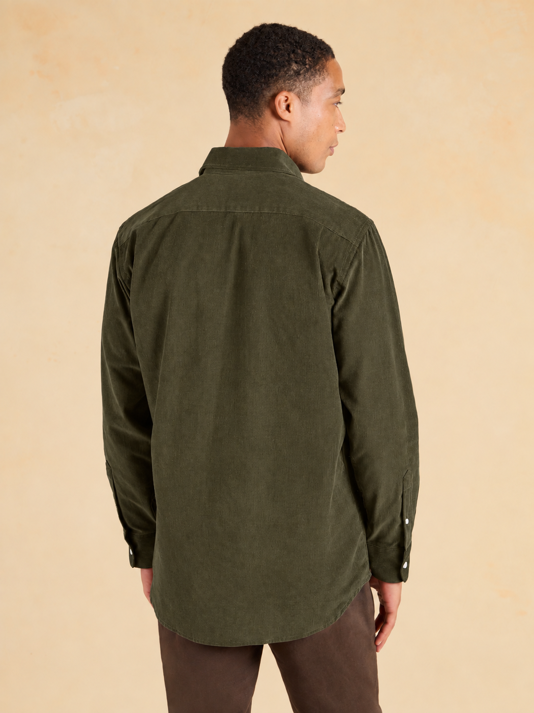 Sloane Fine Needlecord Shirt - Olive Cotton