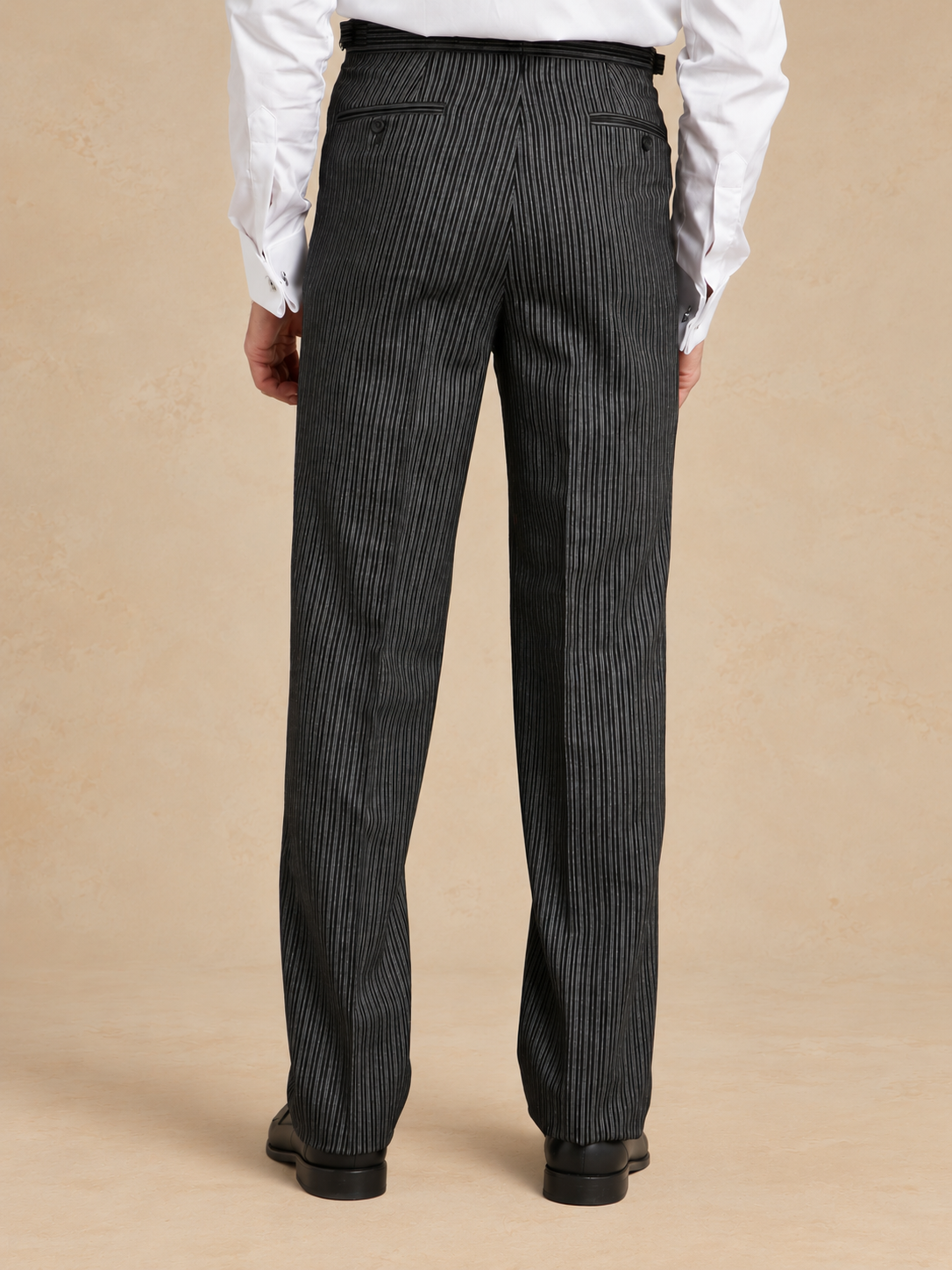 Flat Front Luxury Morning Trousers - Black, Grey