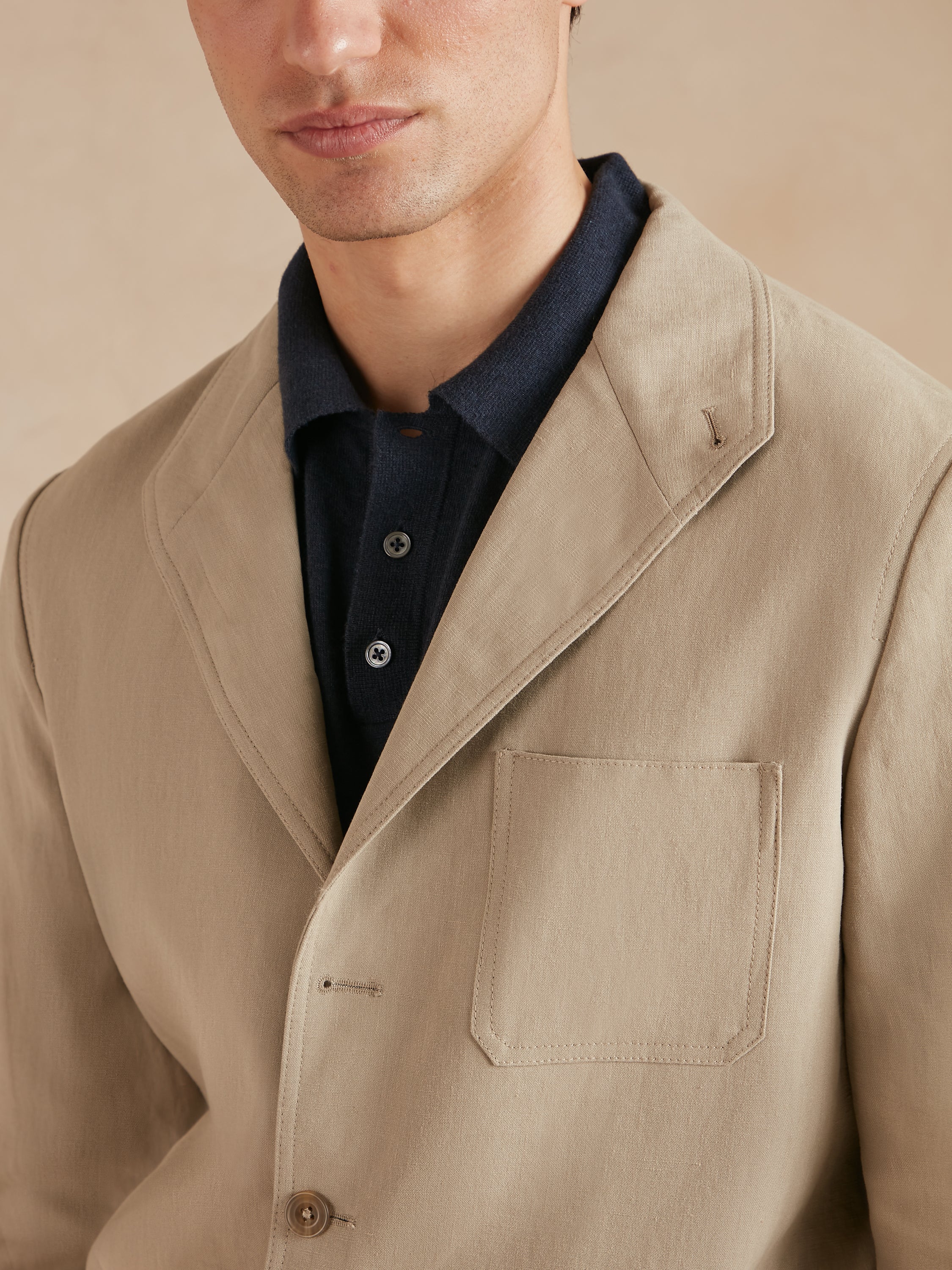 Teba Jacket French Linen - Stone