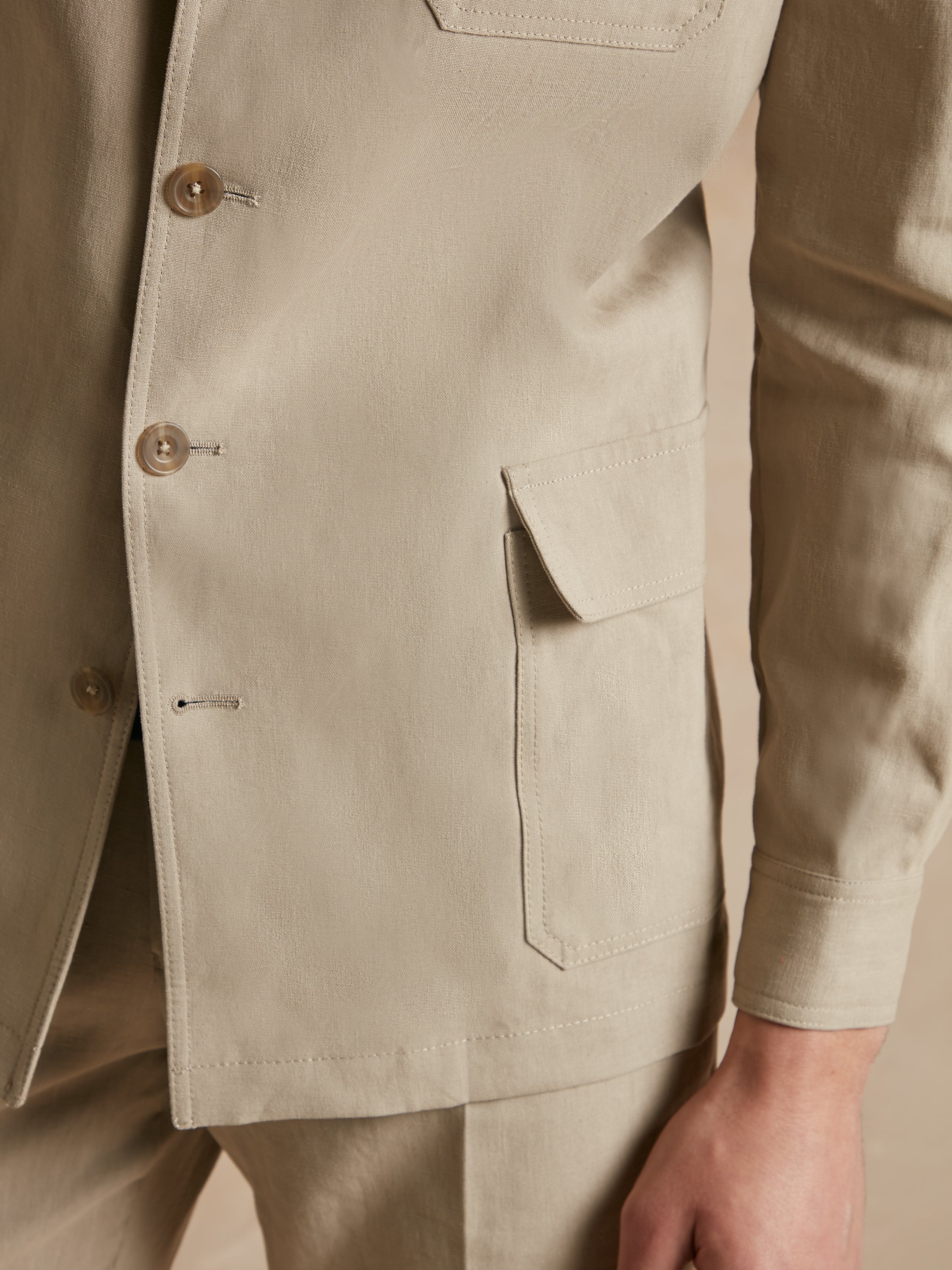 Teba Jacket French Linen - Stone