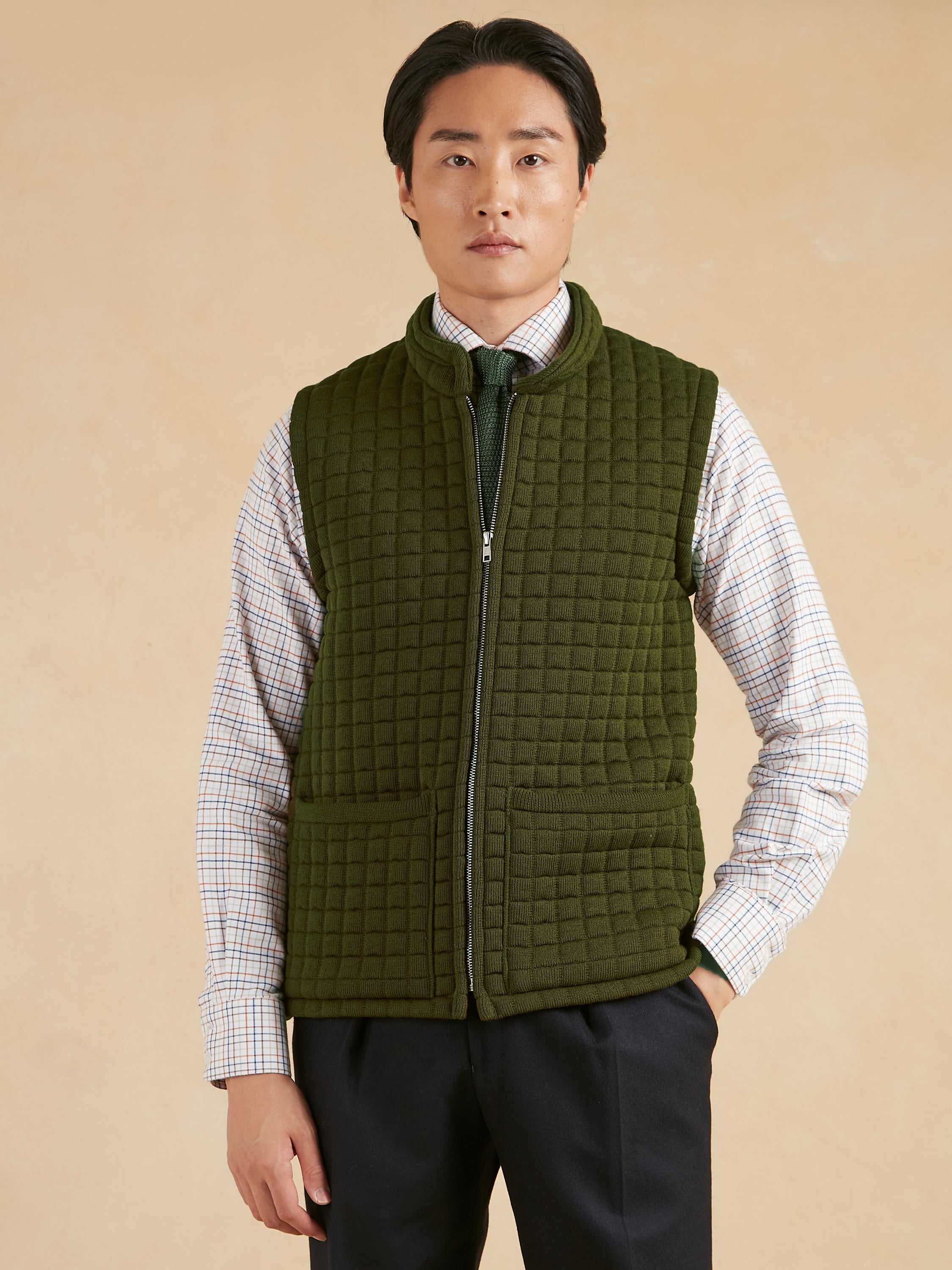 Quilted Thermatex Gilet – Olive
