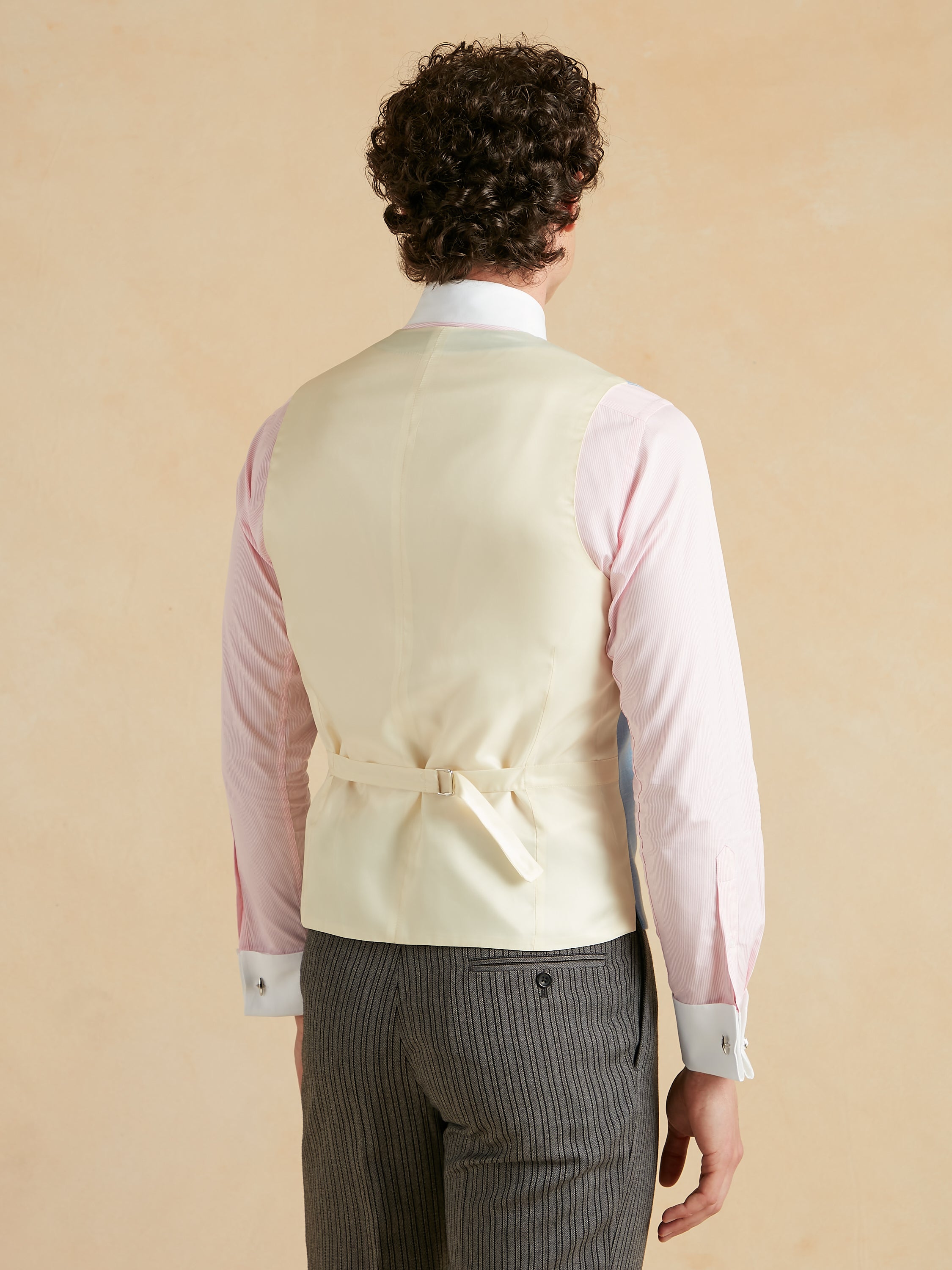 Tropical Wool, Silk and Linen Double Breasted Waistcoat - Pale Blue