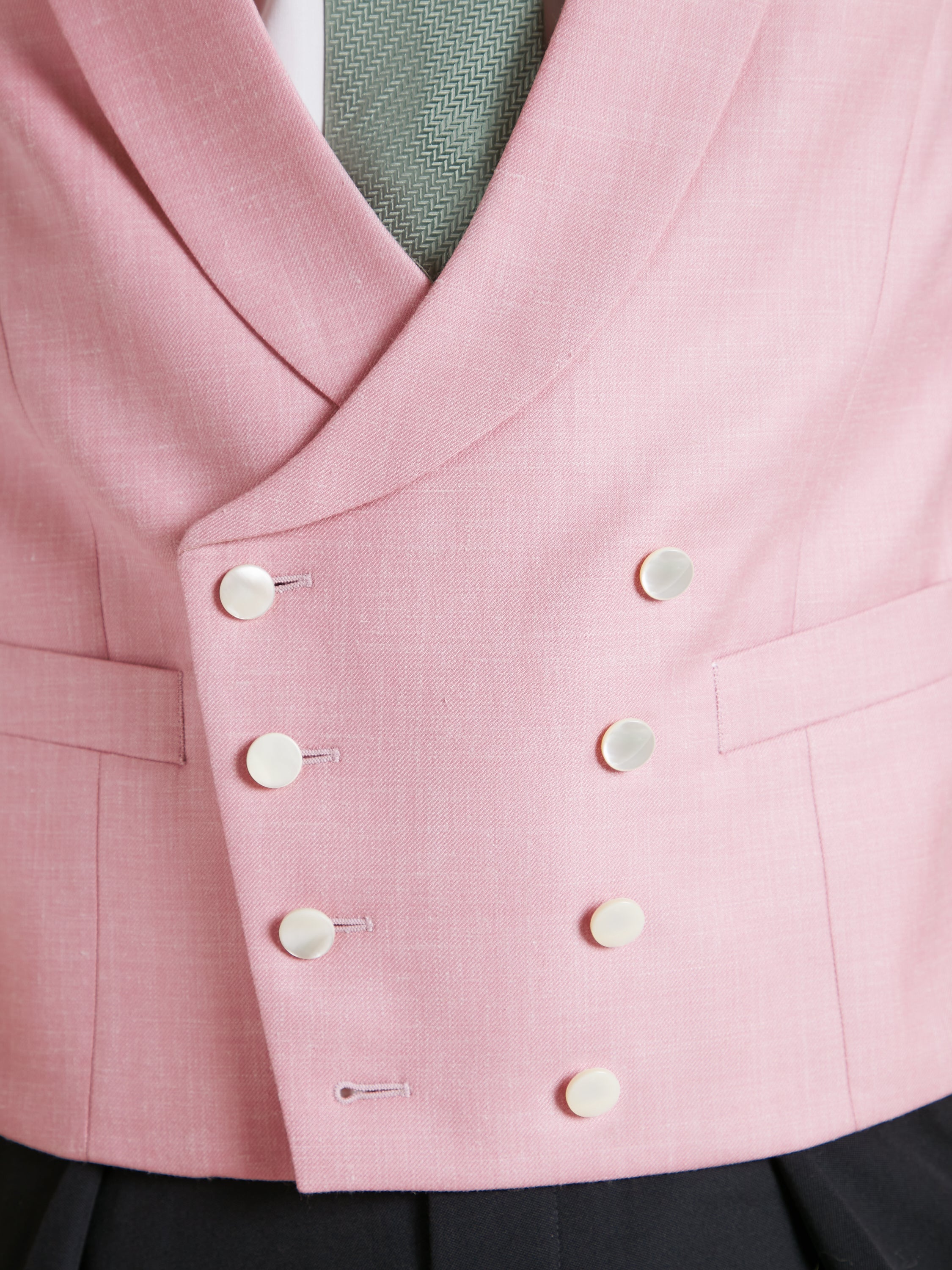 Tropical Wool, Silk and Linen Double Breasted Waistcoat - Pink