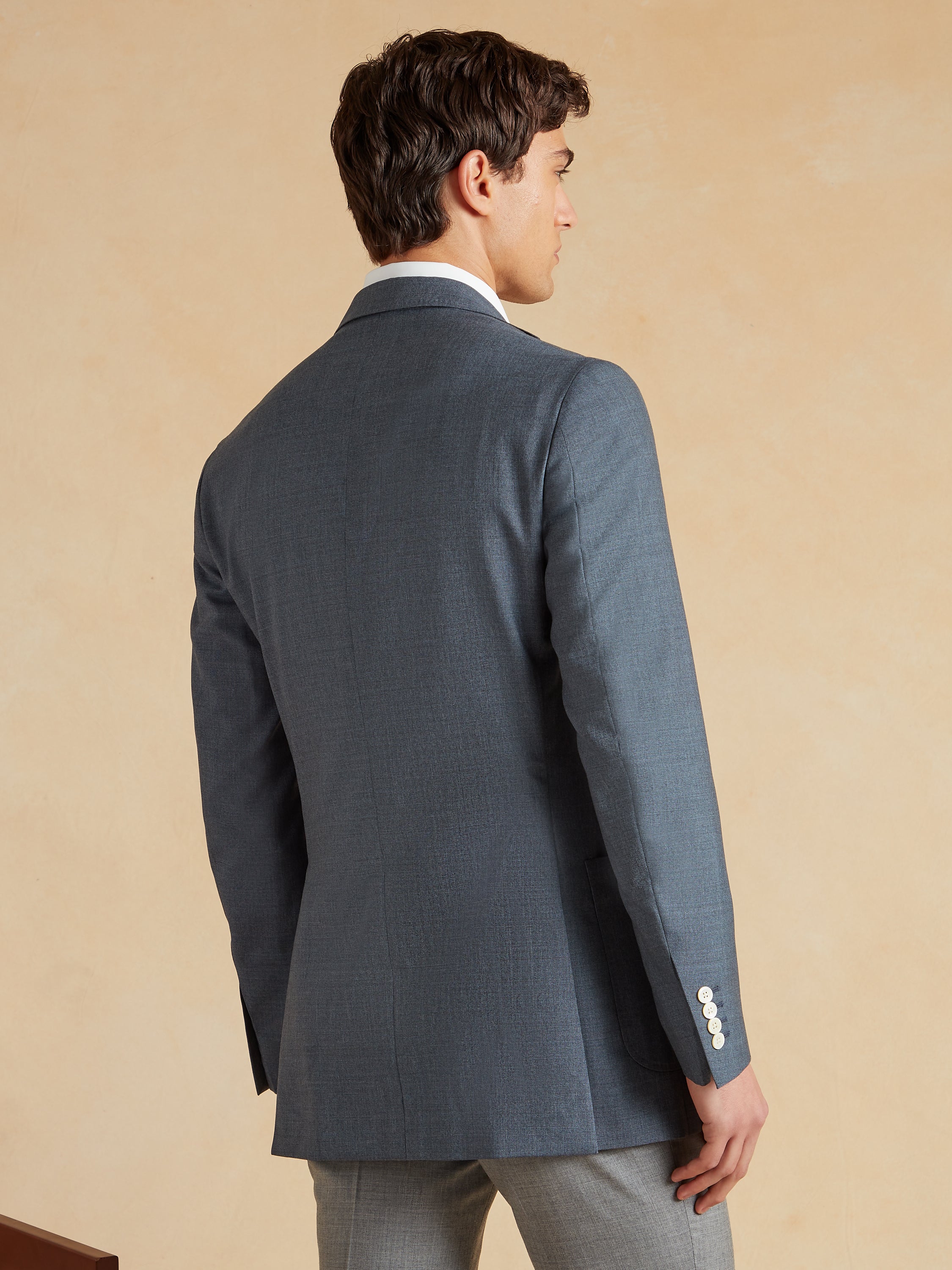 Unstructured Jacket Wool Cotton and Silk - Blue