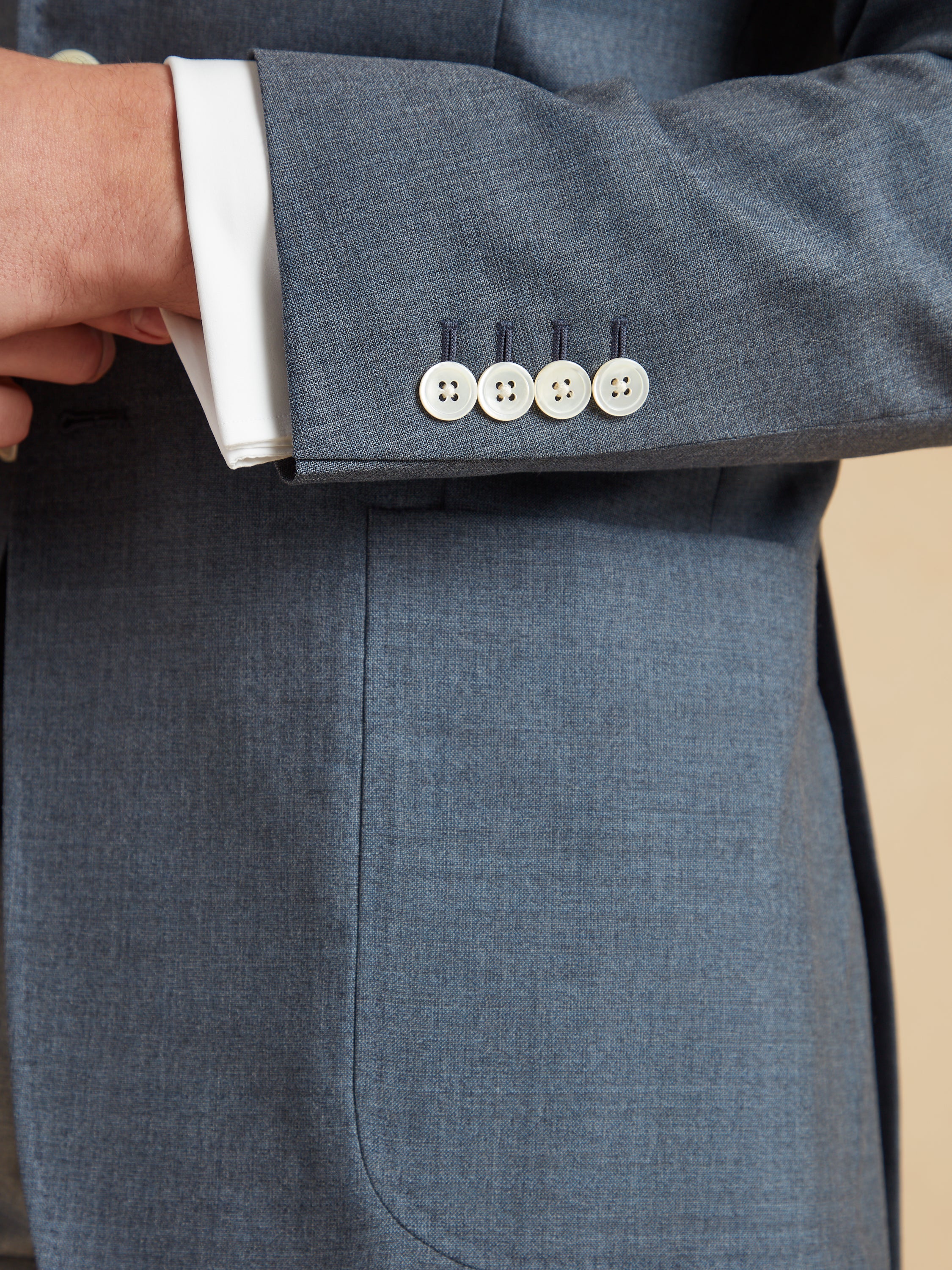 Unstructured Jacket Wool Cotton and Silk - Blue